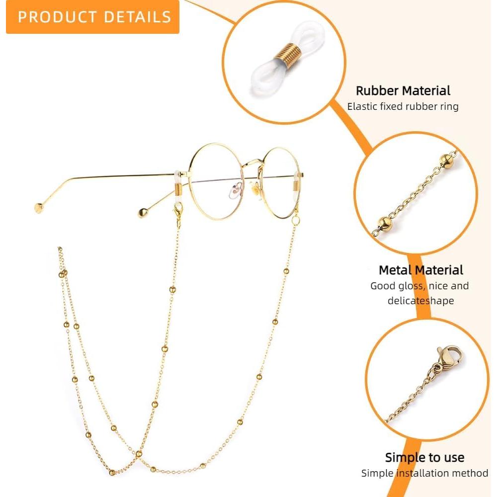 Cadena de Gafas 3 PCS Acero Inoxidable Unisex 73.66 cm