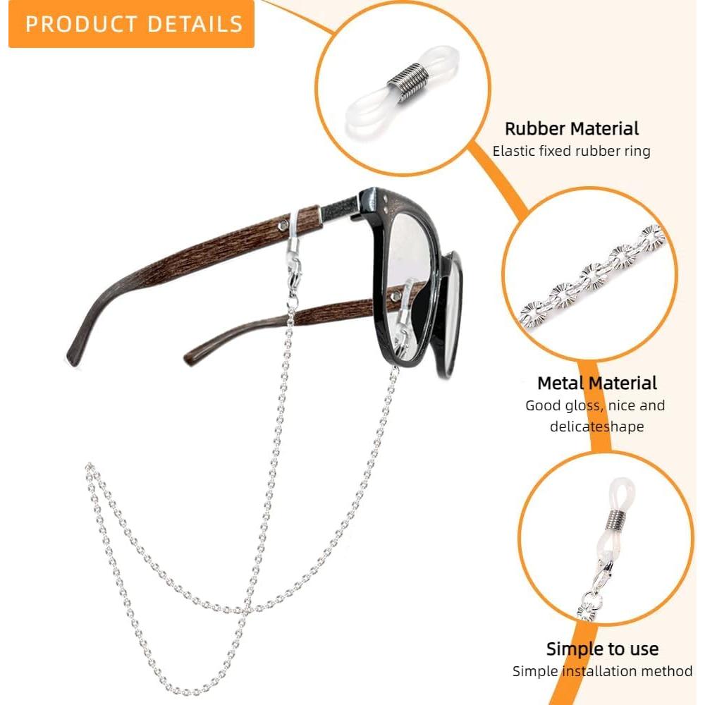 Cadena de Gafas 3 PCS Acero Inoxidable Unisex Elegante