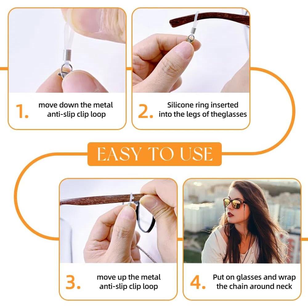 Cadena de Gafas 3 PCS Acero Inoxidable Unisex Elegante