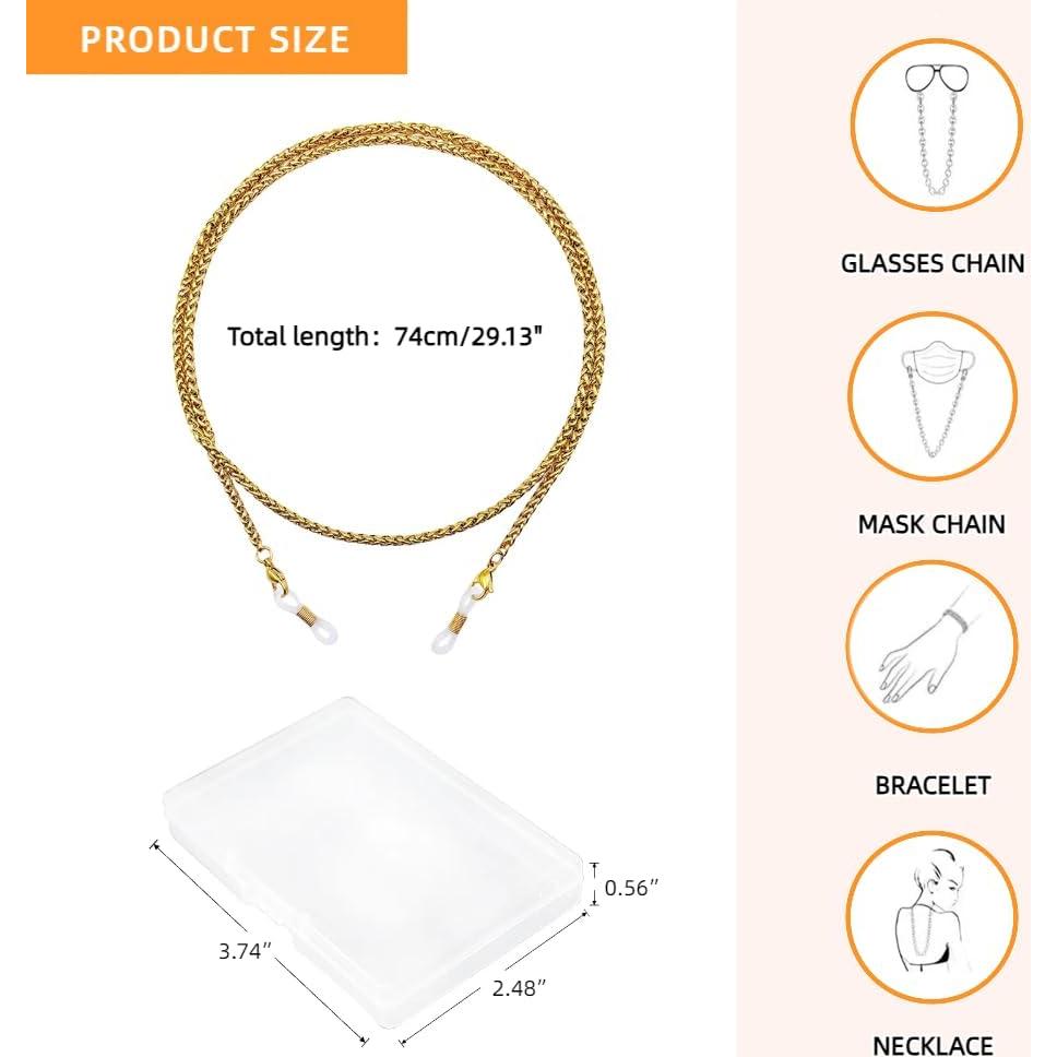 Cadena de Gafas 3 PCS Acero Inoxidable Unisex Elegante