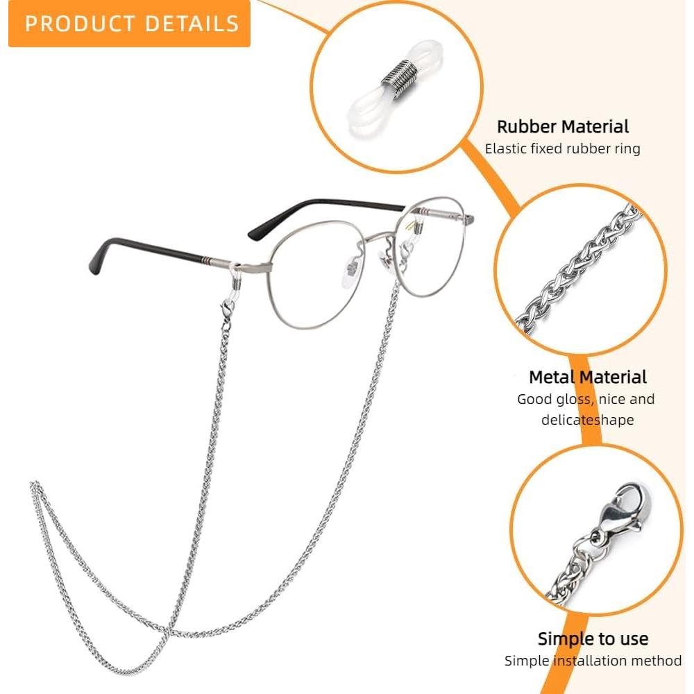 Cadena de Gafas 3 PCS Acero Inoxidable Unisex Elegante
