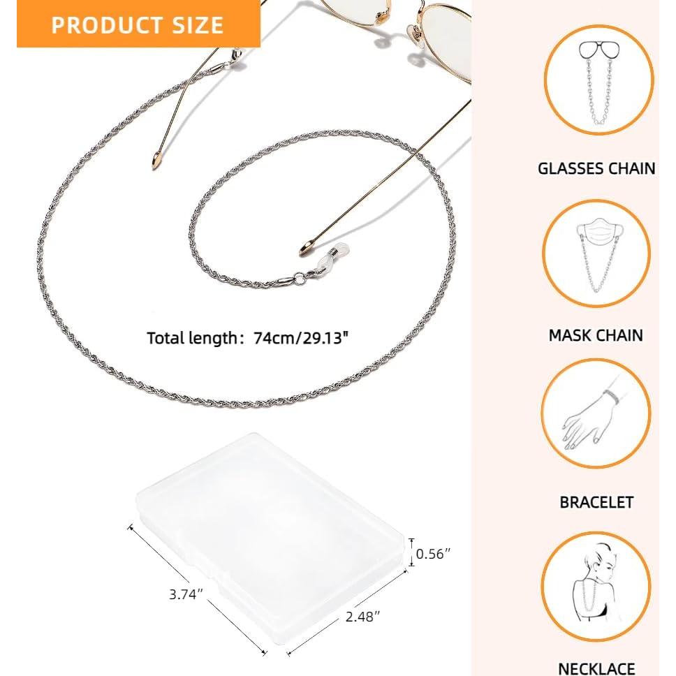 Cadena de Gafas 3 PCS Acero Inoxidable Unisex Elegante