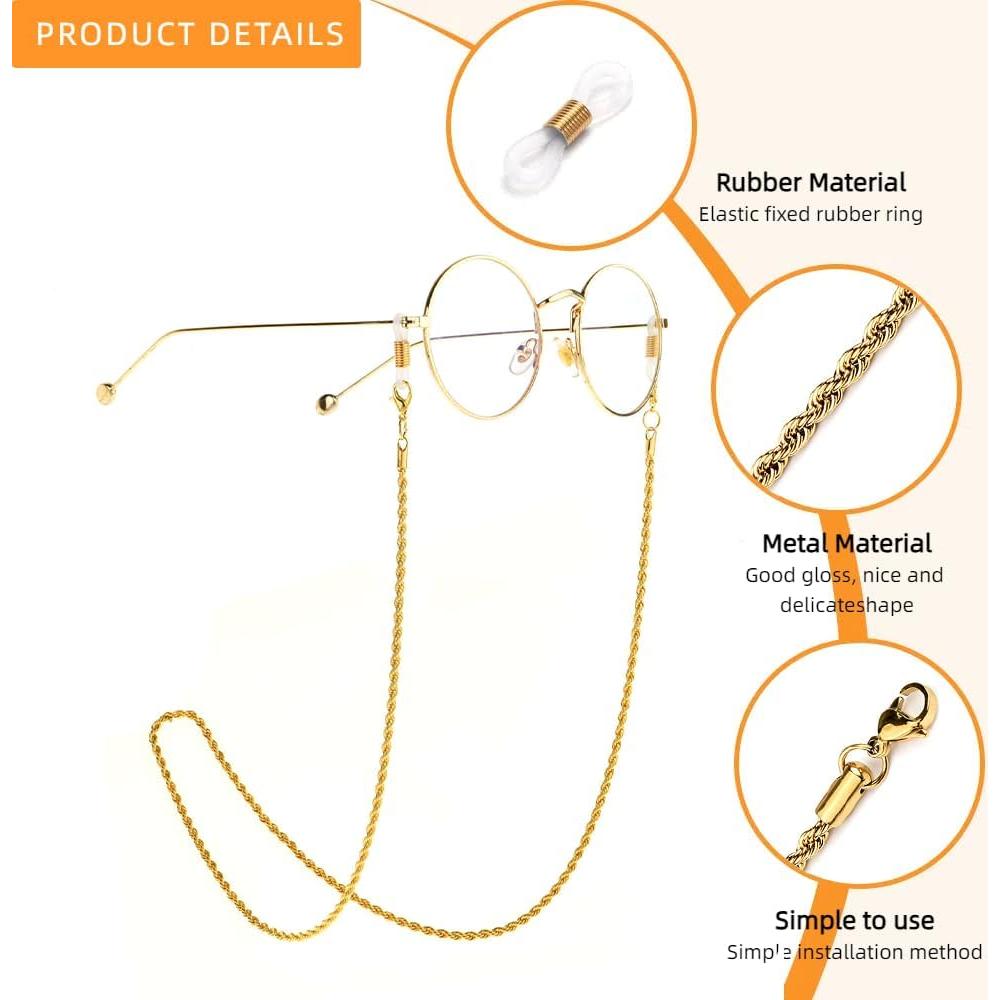 Cadena de Gafas 3 PCS Acero Inoxidable Unisex Elegante