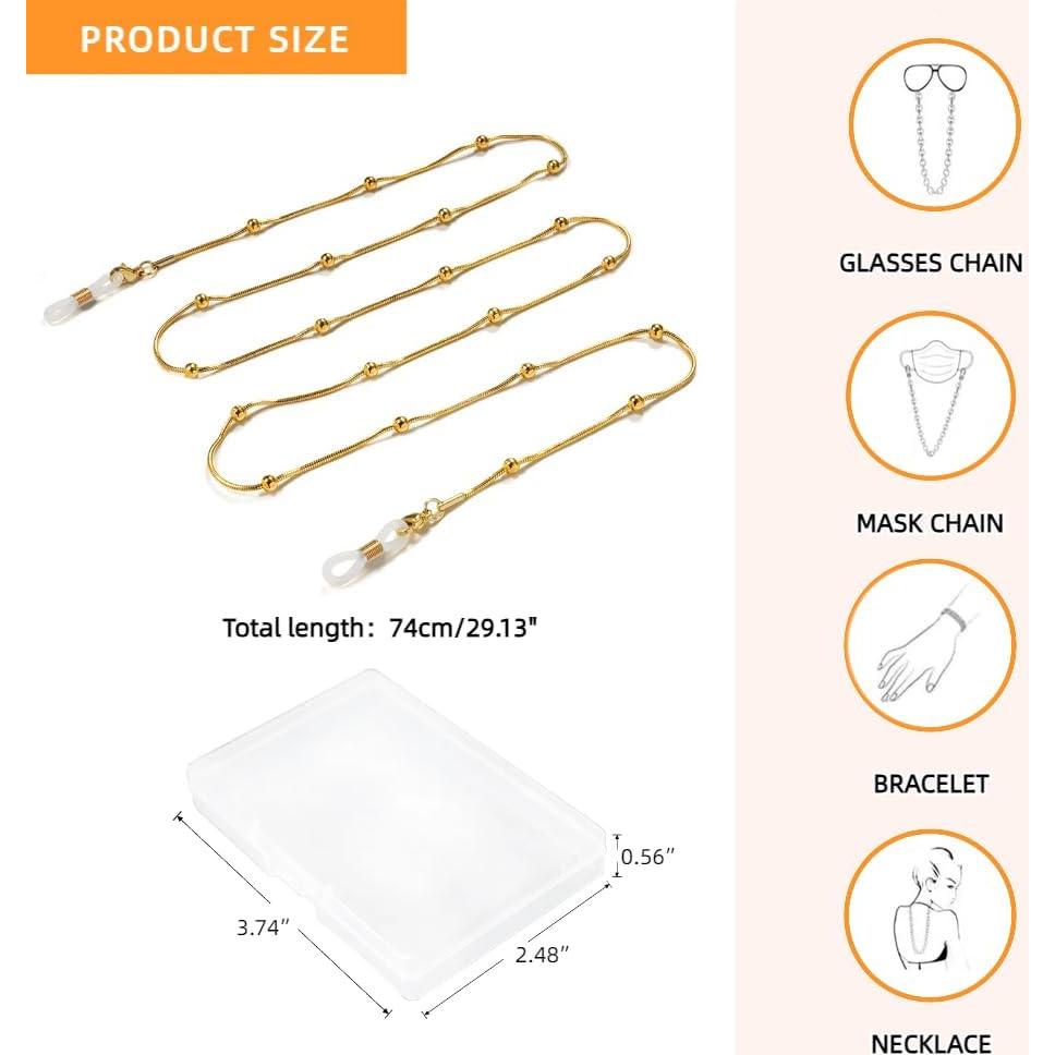 Cadena de Gafas 3 PCS Acero Inoxidable Unisex Elegante