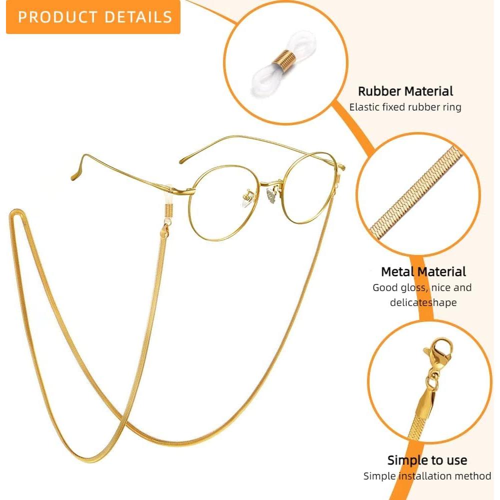 Cadena de Gafas 3 PCS Acero Inoxidable Unisex Elegante