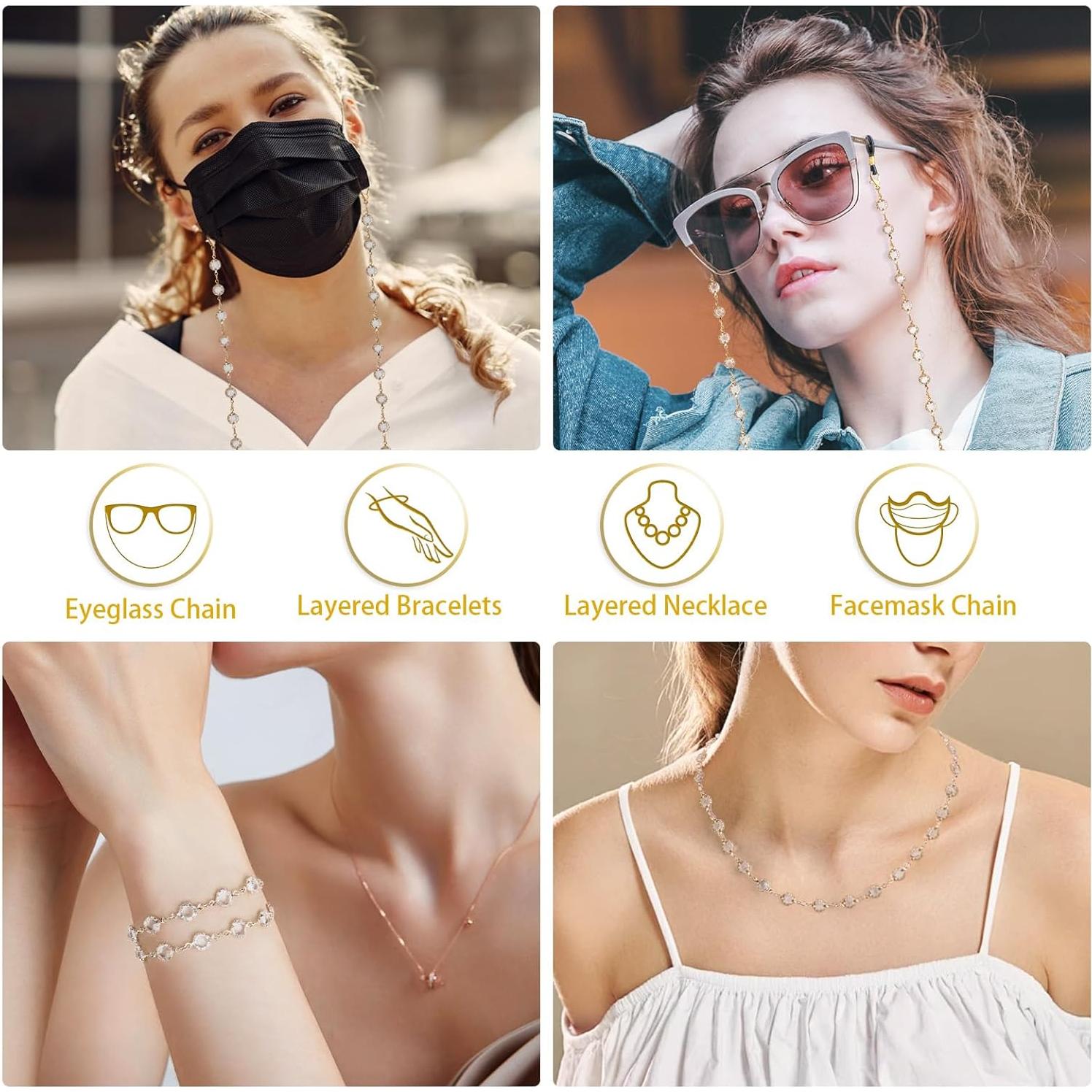 Cadena de Gafas BILIONE de Cristal para Mujeres y Niñas - 76 cm