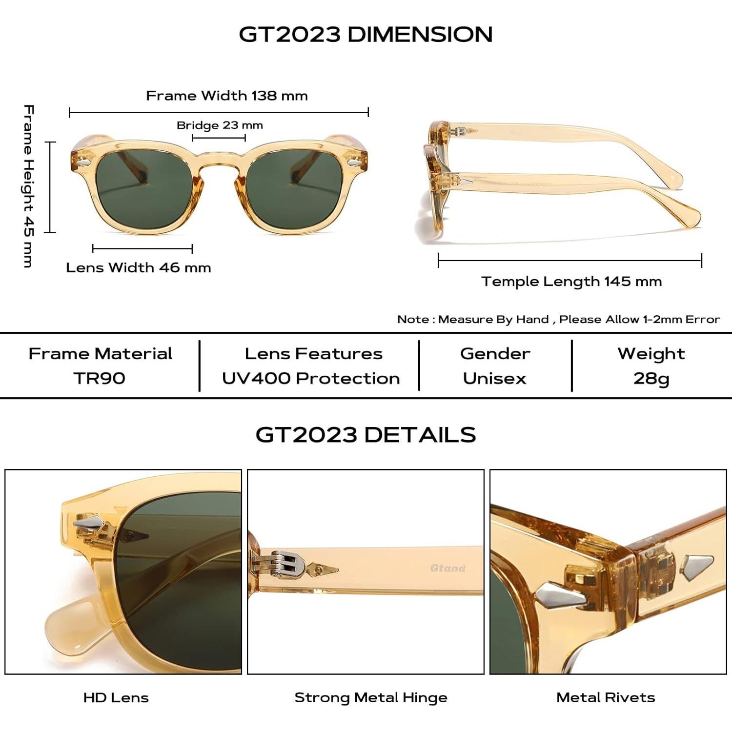 Gafas de Sol Unisex Gtand Retro Circulares 46mm UV400