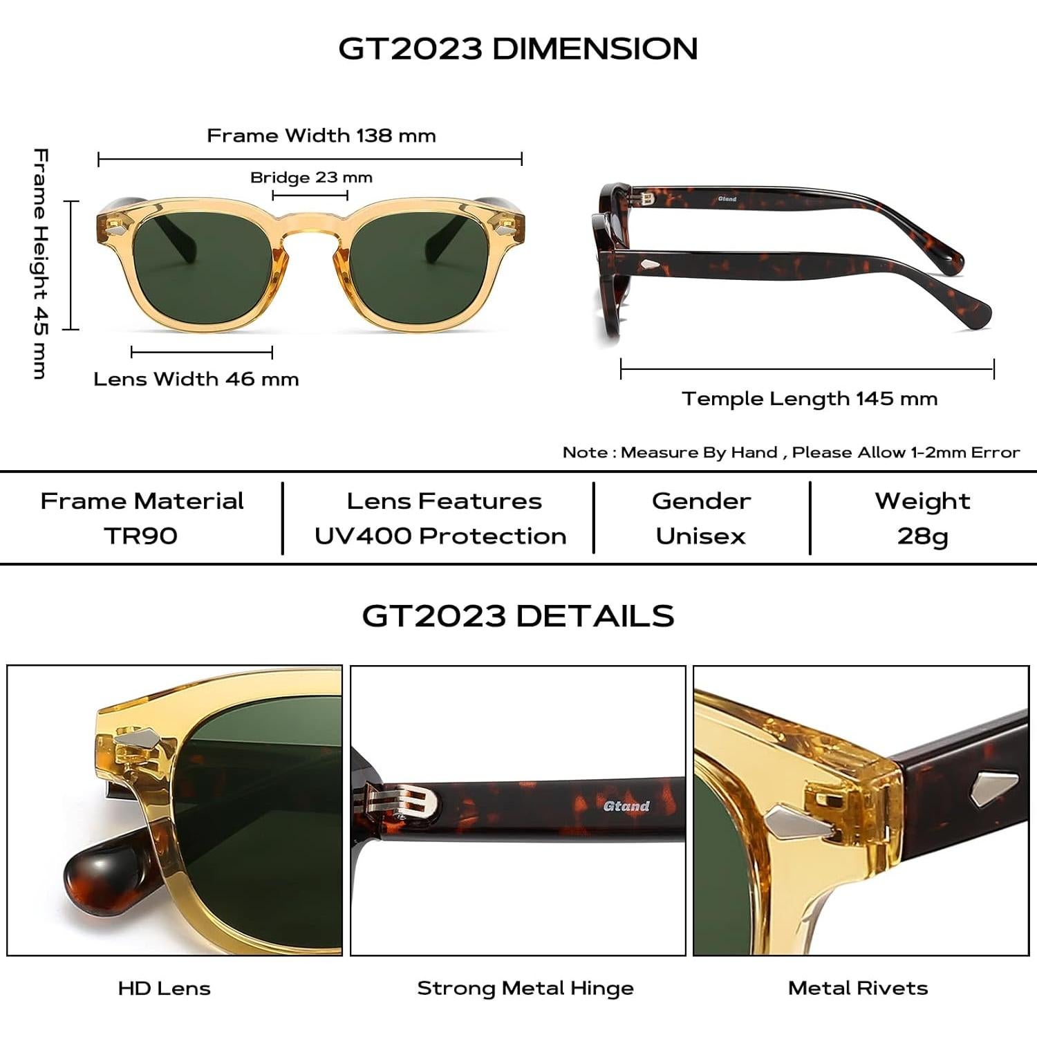 Gafas de Sol Gtand Unisex Retro Circulares 46mm UV400