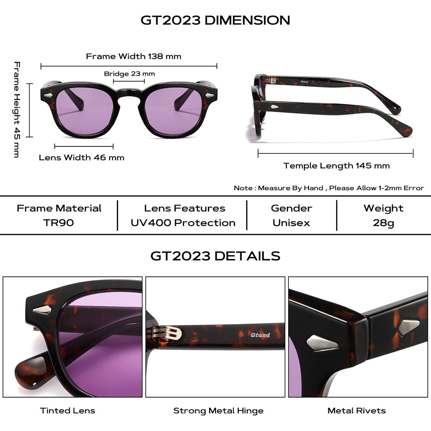 Gafas de Sol Gtand Unisex Retro Circulares 46mm UV400