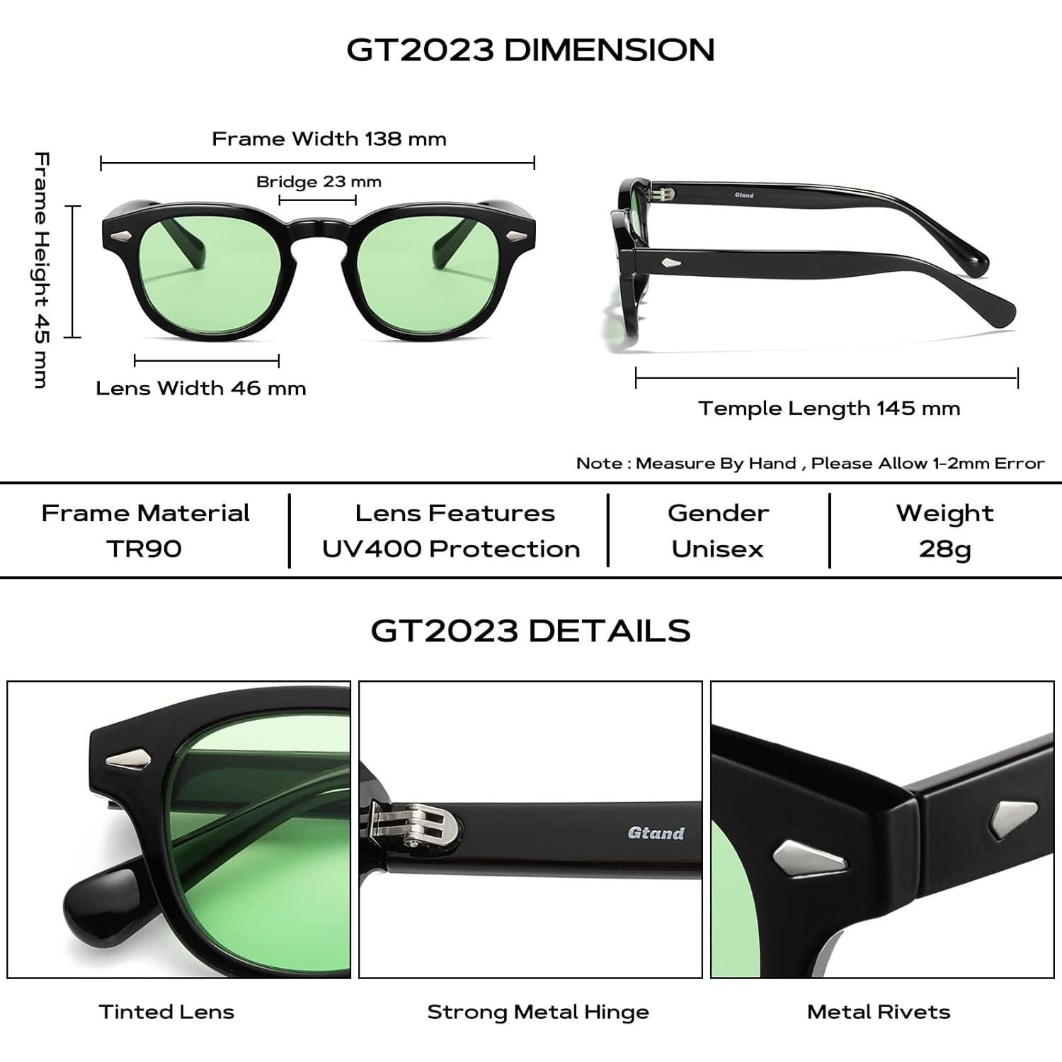 Gafas de Sol Gtand Unisex Retro 46mm UV400 Tinte Verde