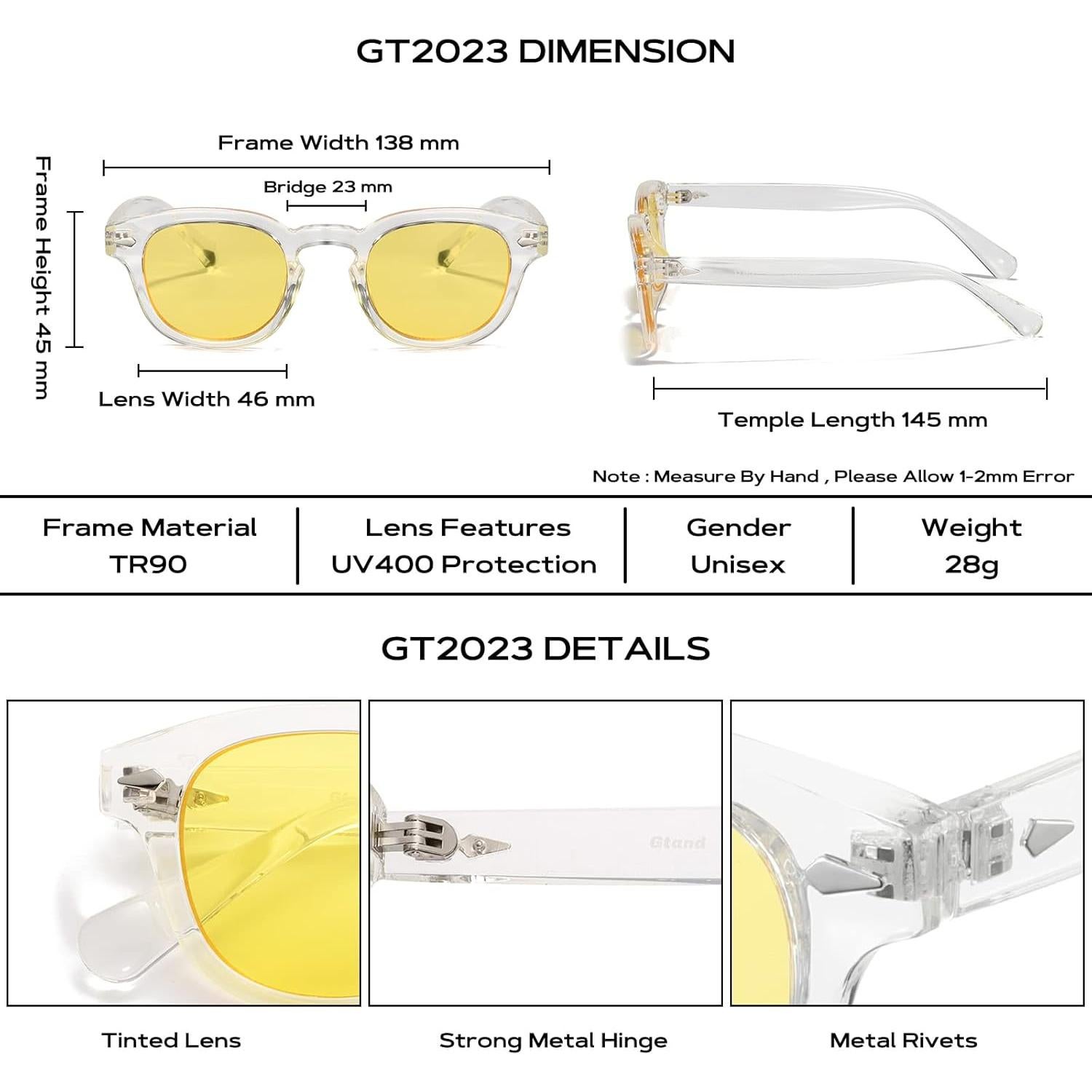 Gafas de sol redondas TR90 Gtand unisex 46mm UV400