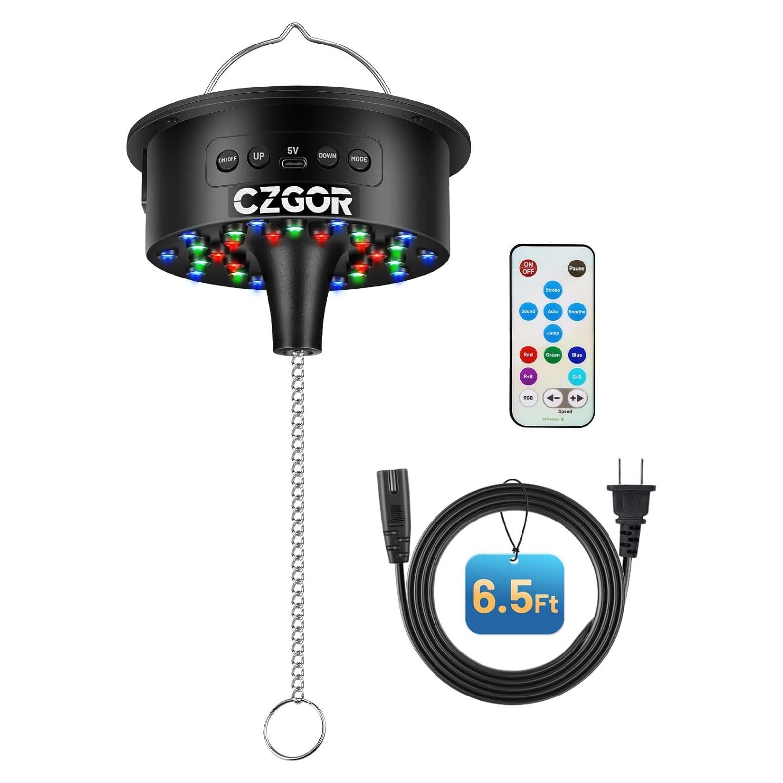 Motor de Bola de Disco Czgor con Luz RGB y Control Remoto