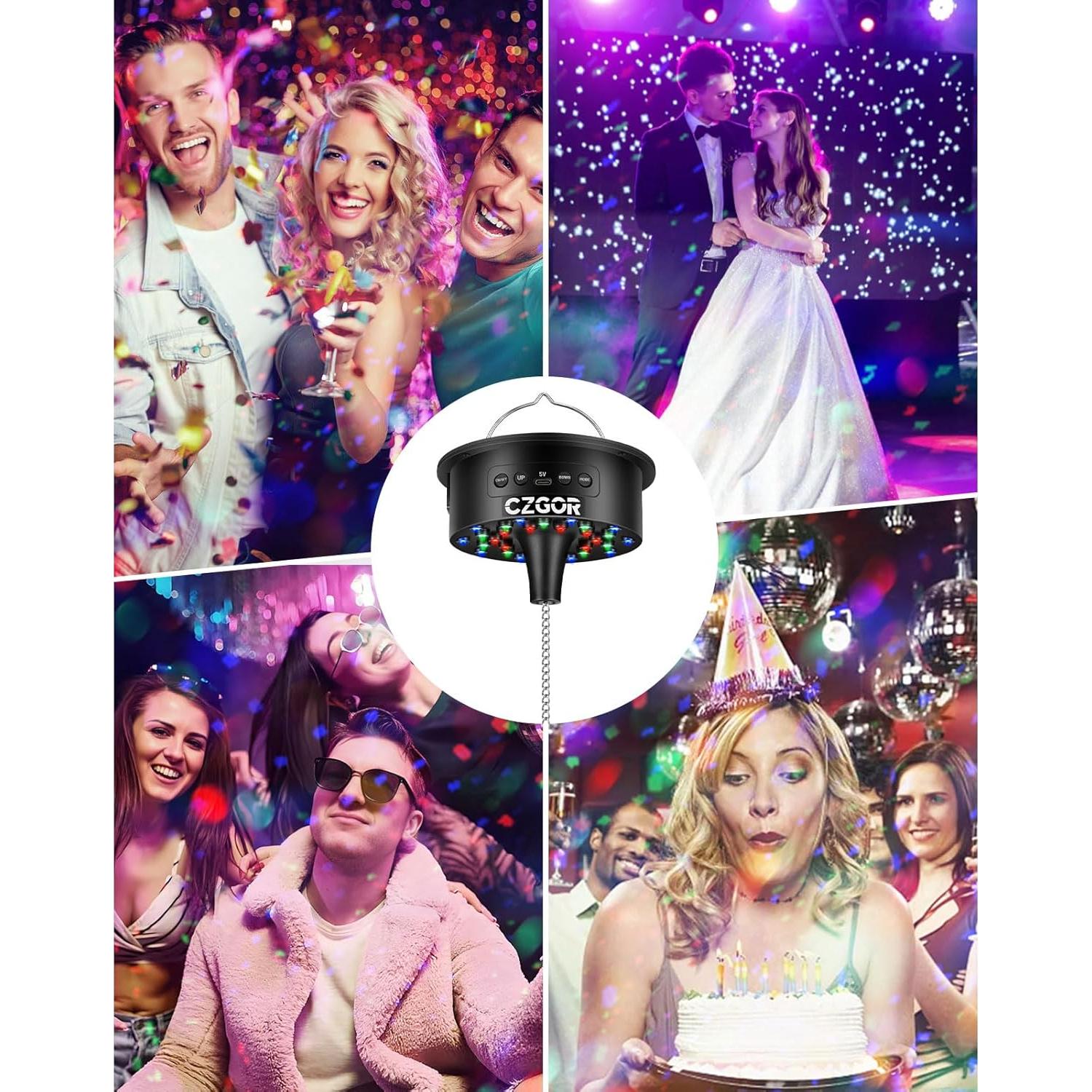 Motor de Bola de Disco Czgor con Luz RGB y Control Remoto