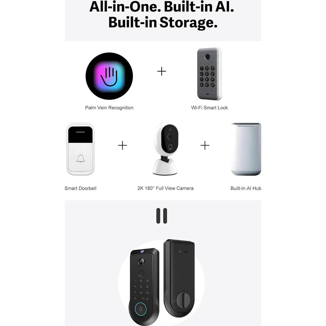 Cerradura Inteligente Lockin Veno Pro, Biométrica con Vena de Palma y Huella Dactilar, Wi-Fi, Timbre y Control por App