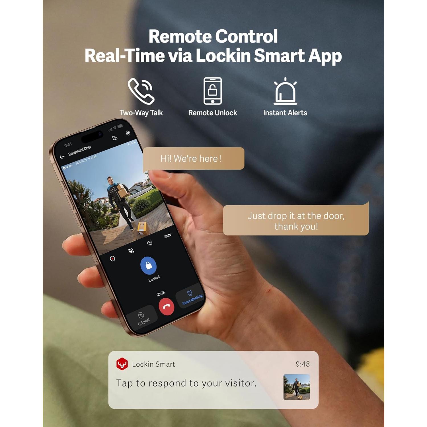 Cerradura Inteligente Lockin Veno Pro, Biométrica con Vena de Palma y Huella Dactilar, Wi-Fi, Timbre y Control por App