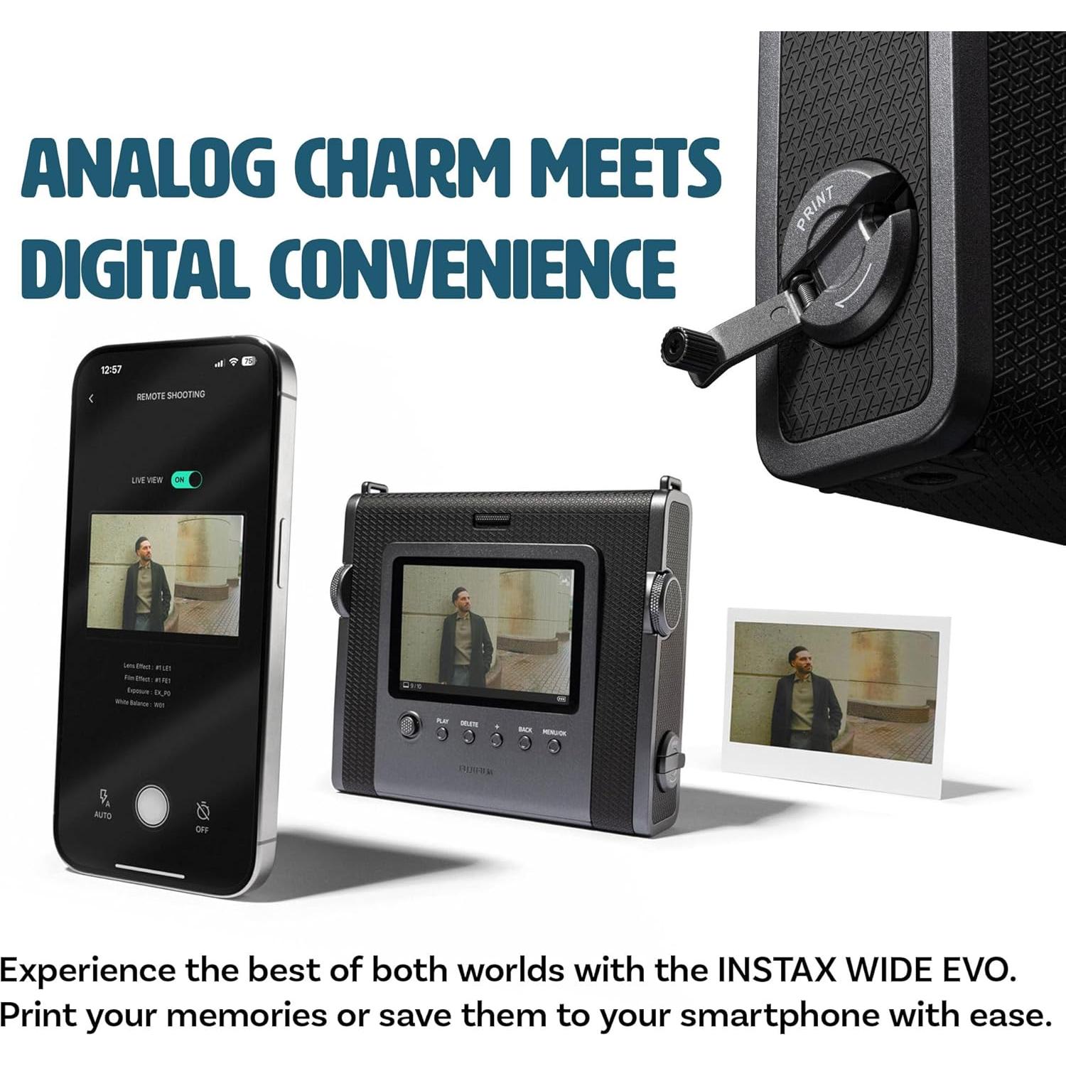 Cámara Instantánea Híbrida Fujifilm Instax Wide EVO + Accesorios