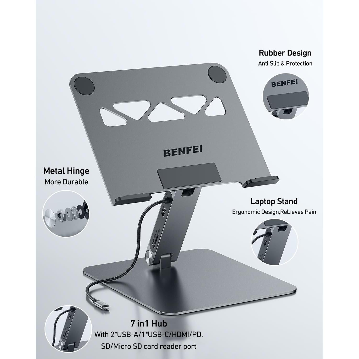 Soporte para Laptop BENFEI con Estación de Acoplamiento 7en1