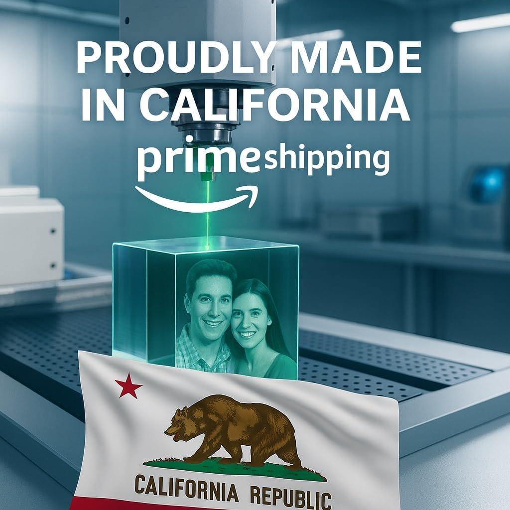 Cristal 3D Personalizado 3D LovePix - Pequeño con Base LED