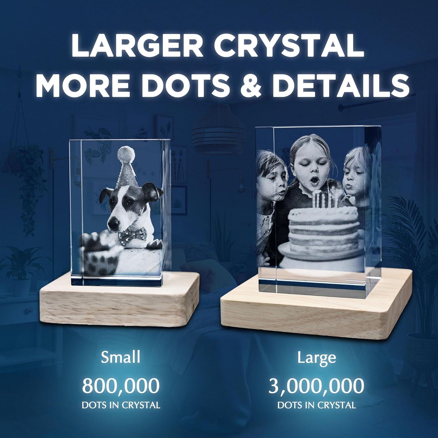 Cristal 3D Personalizado 3D LovePix - Pequeño con Base LED