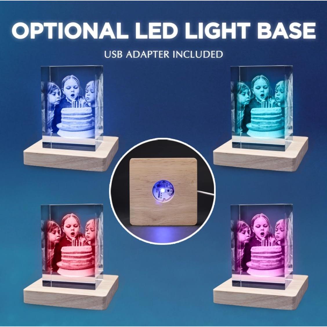 Cristal 3D Personalizado 3D LovePix - Pequeño con Base LED