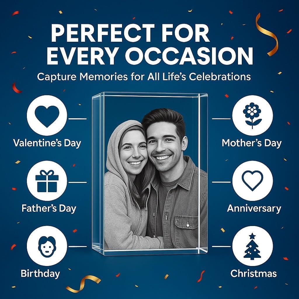 Cristal 3D Personalizado 3D LovePix - Pequeño con Base LED