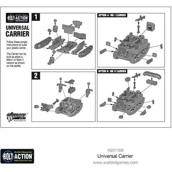 Kit de Modelo Warlord Universal Carrier 1:56 Sin Pintar