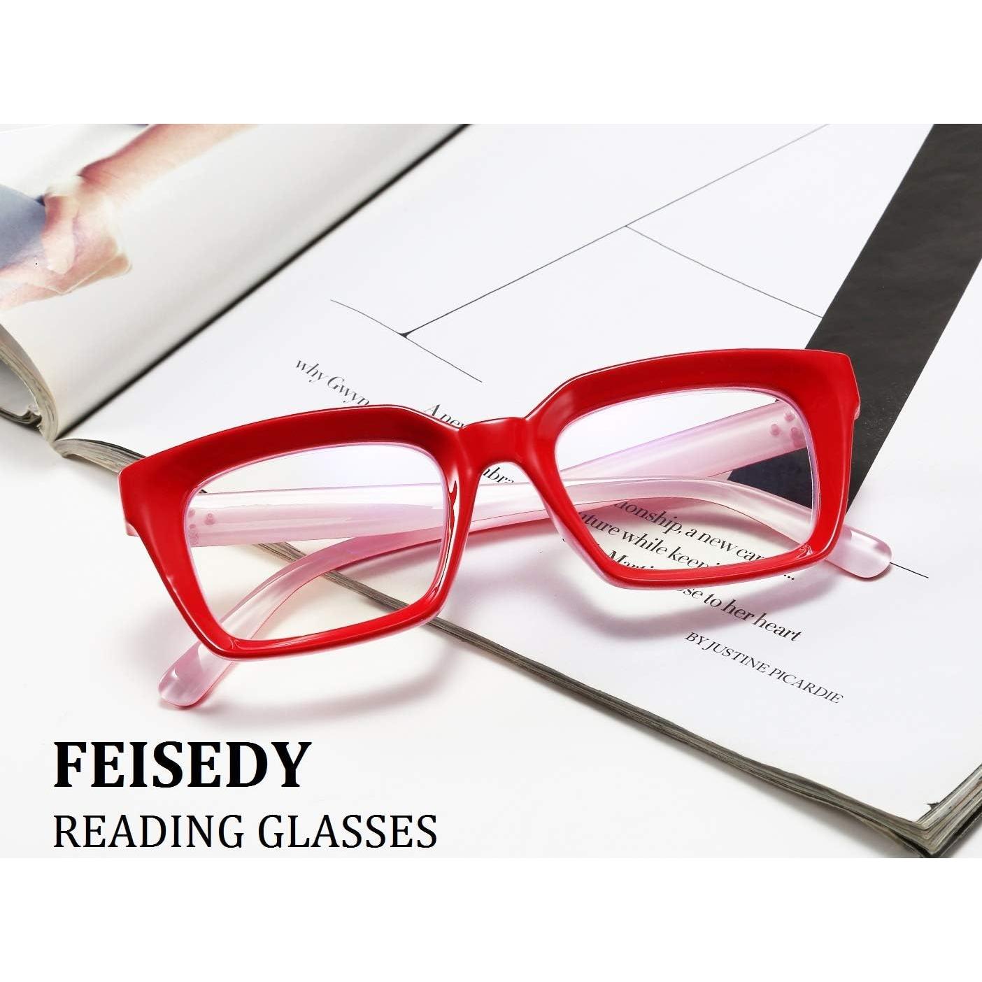Gafas de Lectura FEISEDY Retro Cuadradas Anti Luz Azul