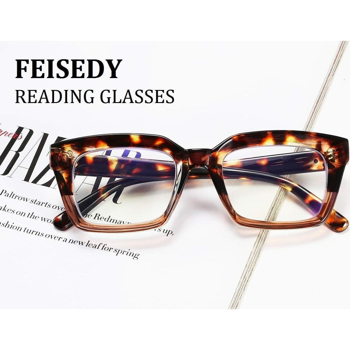 Gafas de Lectura FEISEDY Retro Cuadradas Anti Luz Azul 1.75x