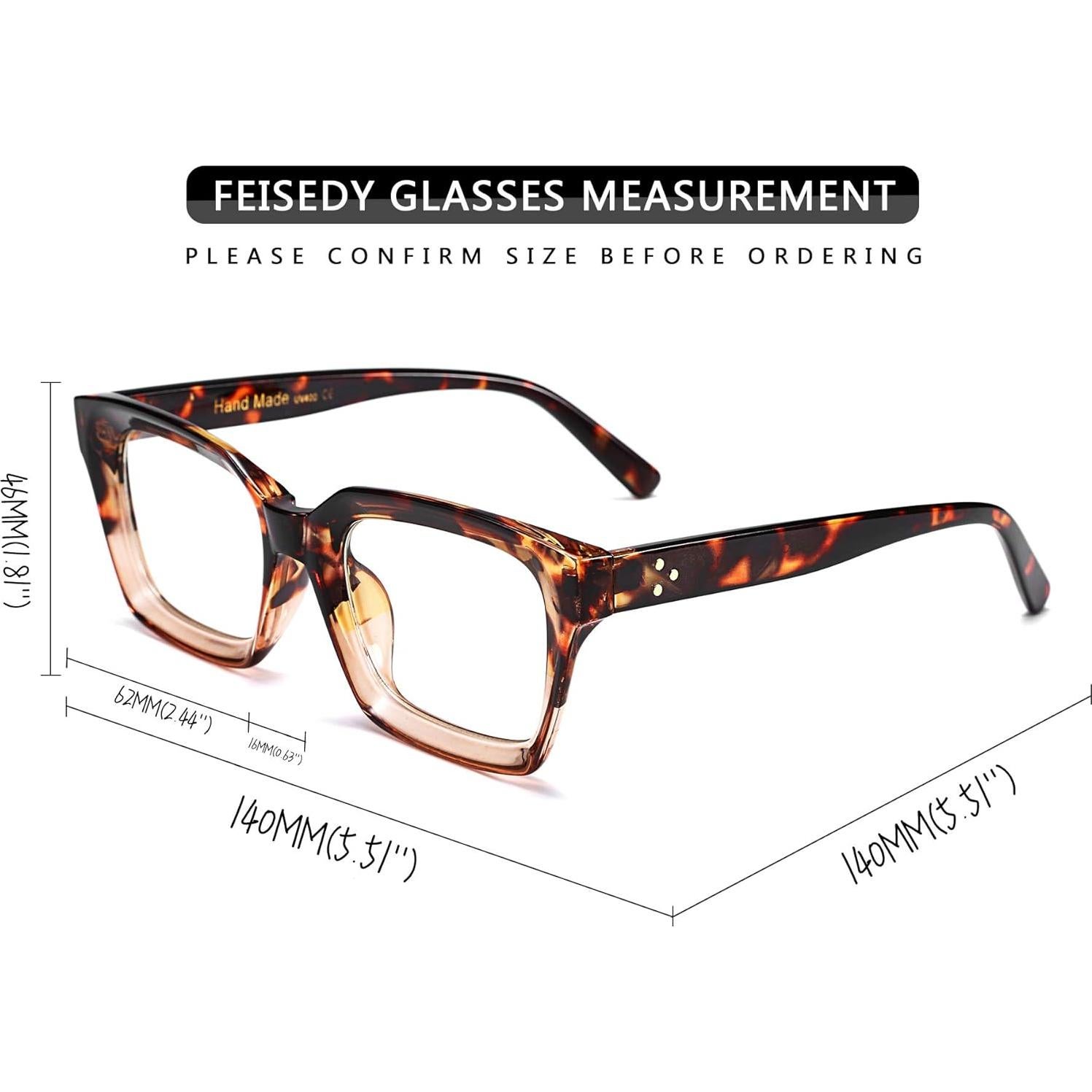 Gafas de Lectura FEISEDY Retro Cuadradas Anti Luz Azul 1.75x