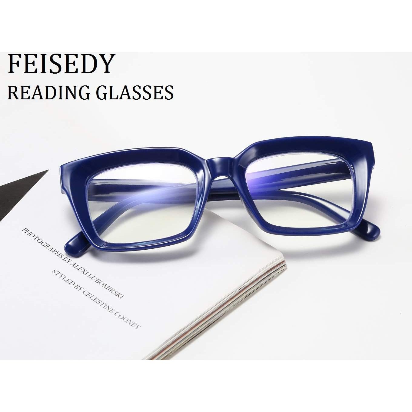 Gafas de Lectura FEISEDY Retro Cuadradas Anti Luz Azul