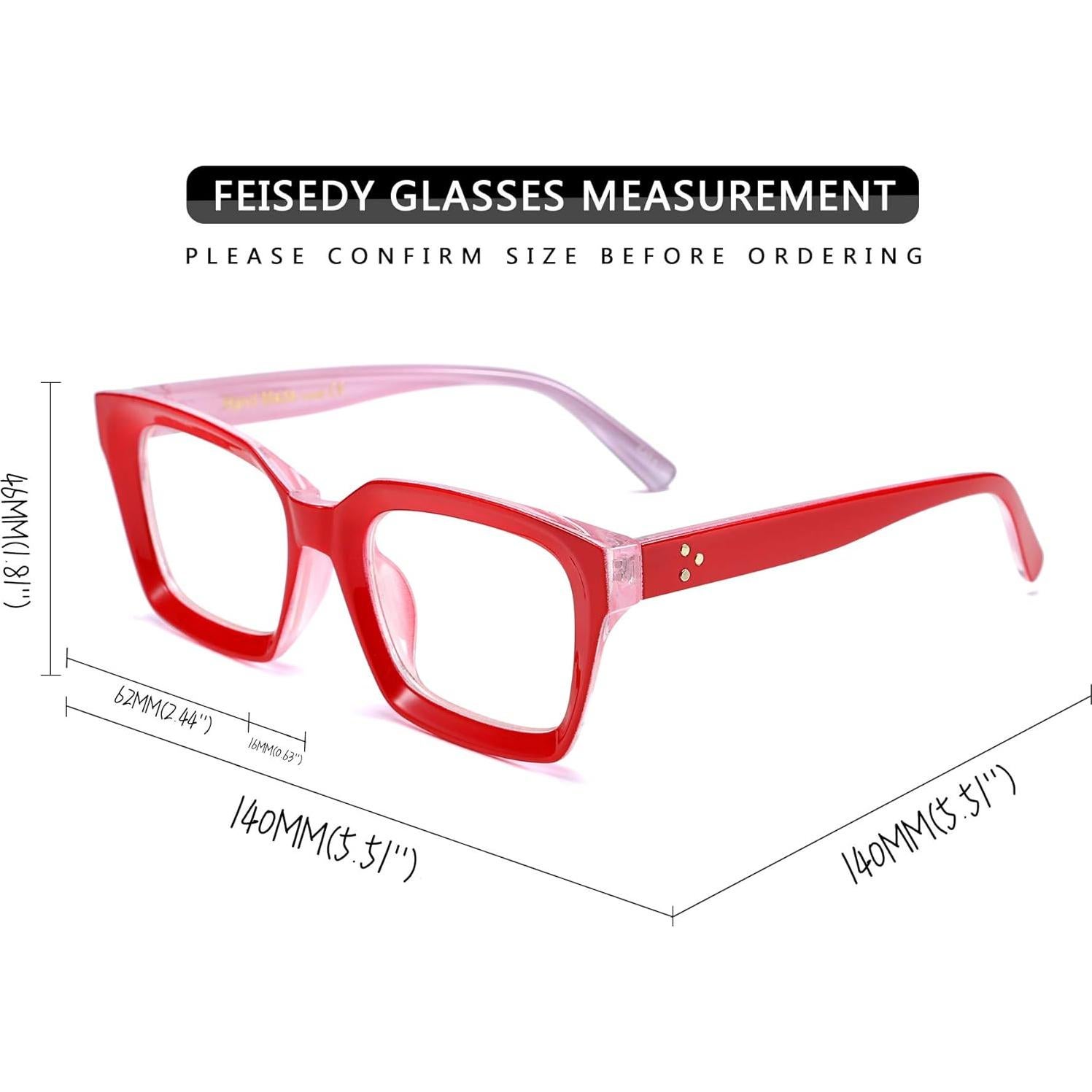 Gafas de Lectura FEISEDY B2479 Retro Cuadradas 1.25x