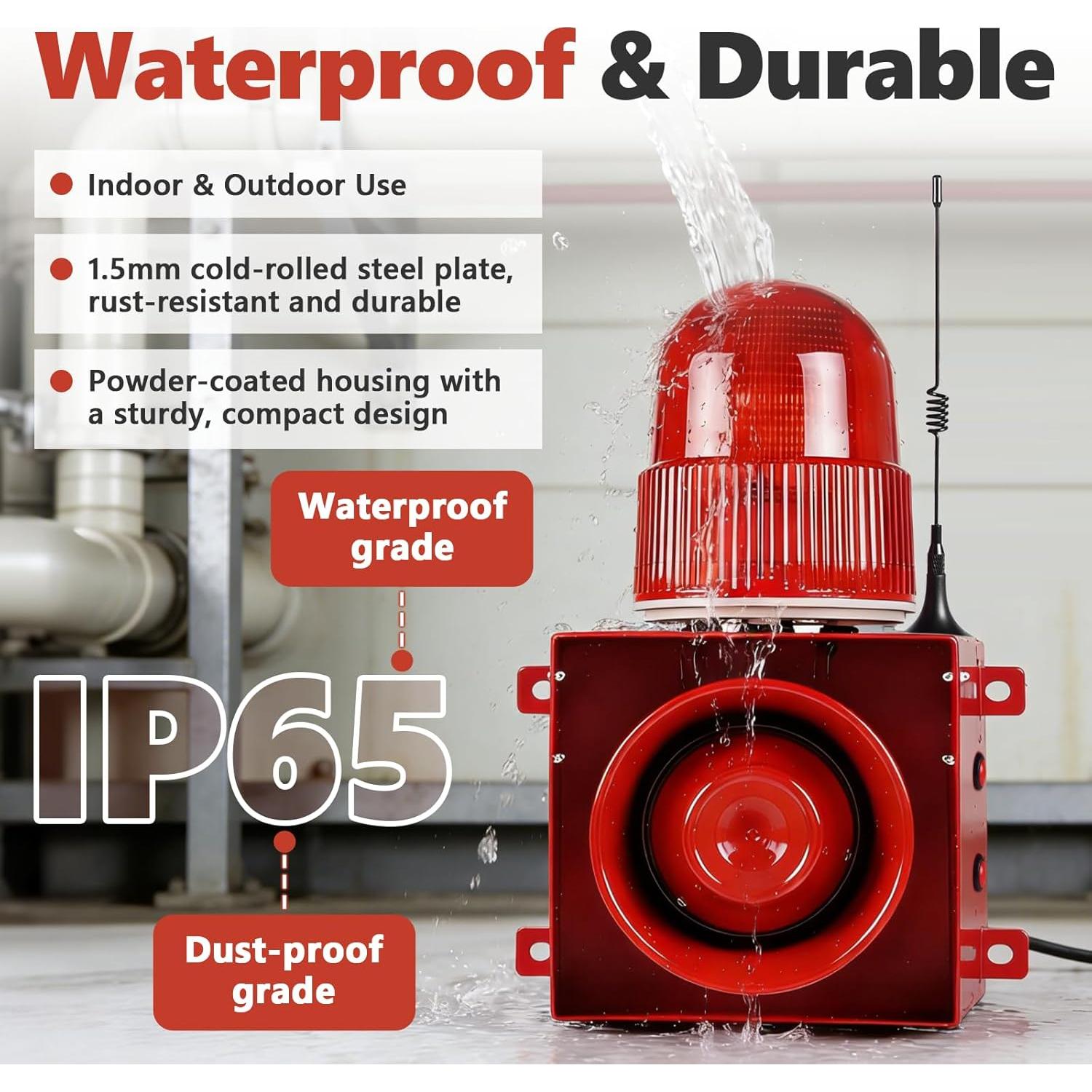 Alarma de Sirena Industrial Saladulce 120dB Inalámbrica IP65