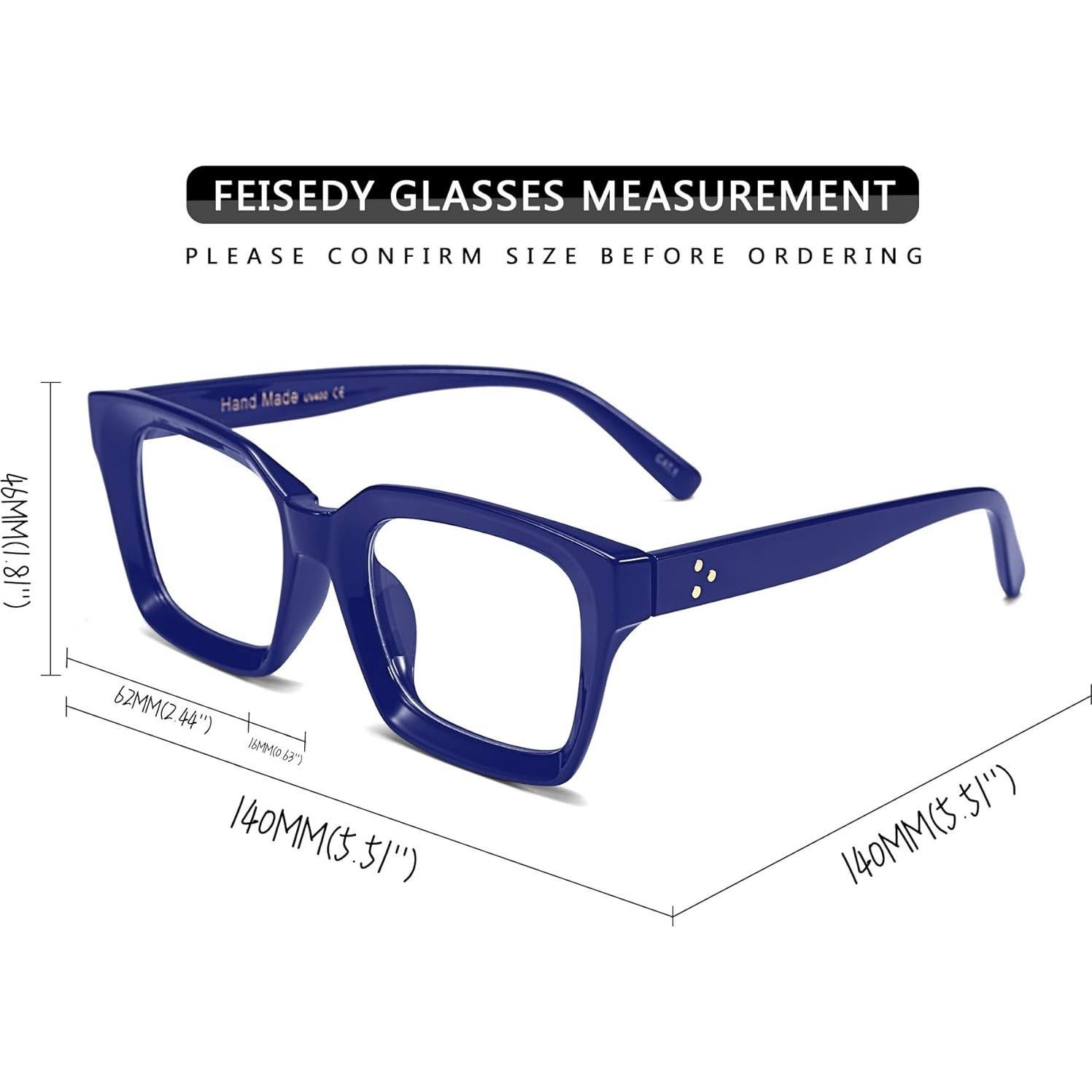 Gafas de Lectura FEISEDY B2479 Retro Cuadradas Azul 2.0x