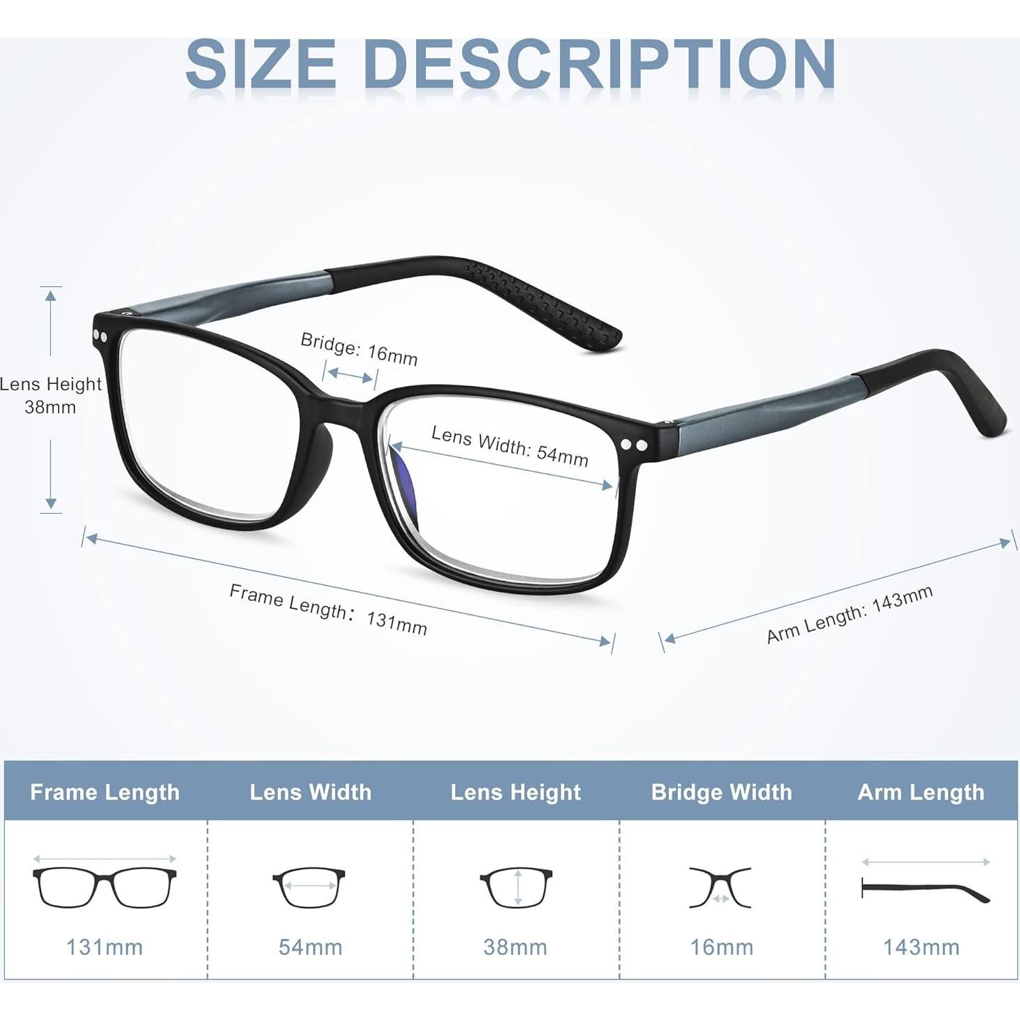 Gafas de Lectura EASY READ 2 Pares TR90 Bloqueo Luz Azul