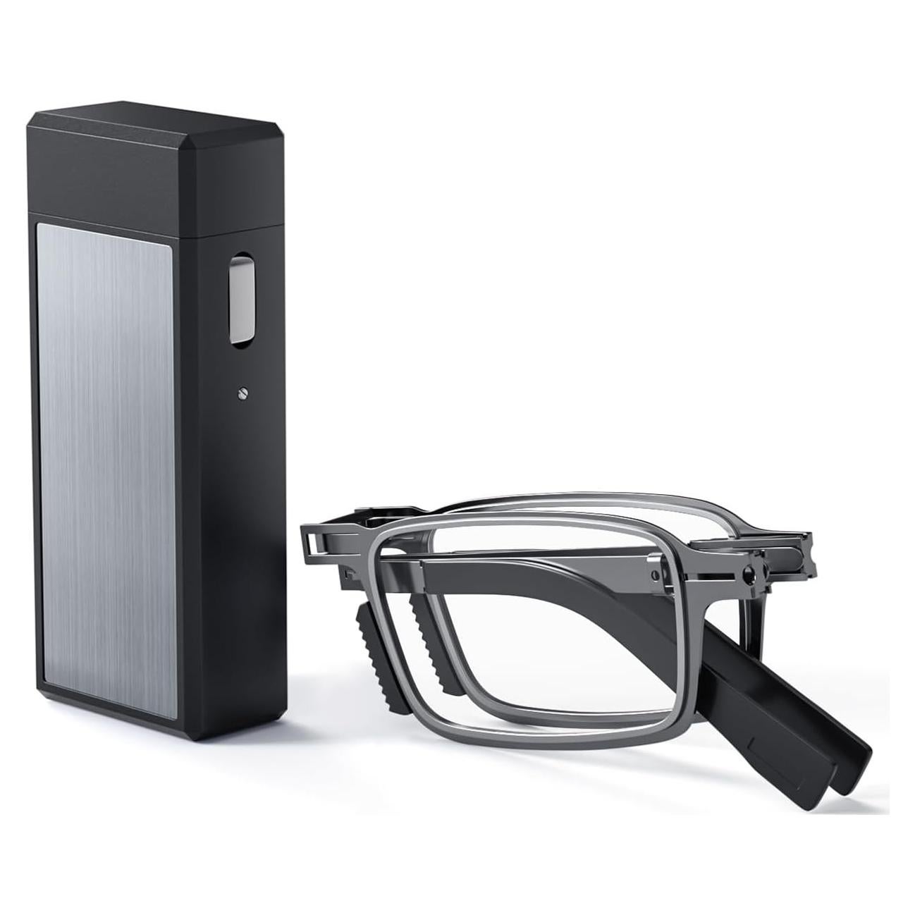 Durable Ultra Thin and Lightweight Folding Reading Glasses for Men Women, Blue Light Blocking Compact Computer Foldable Readers, Pocket Portable Sturdy Frame With Case Black 2.5x