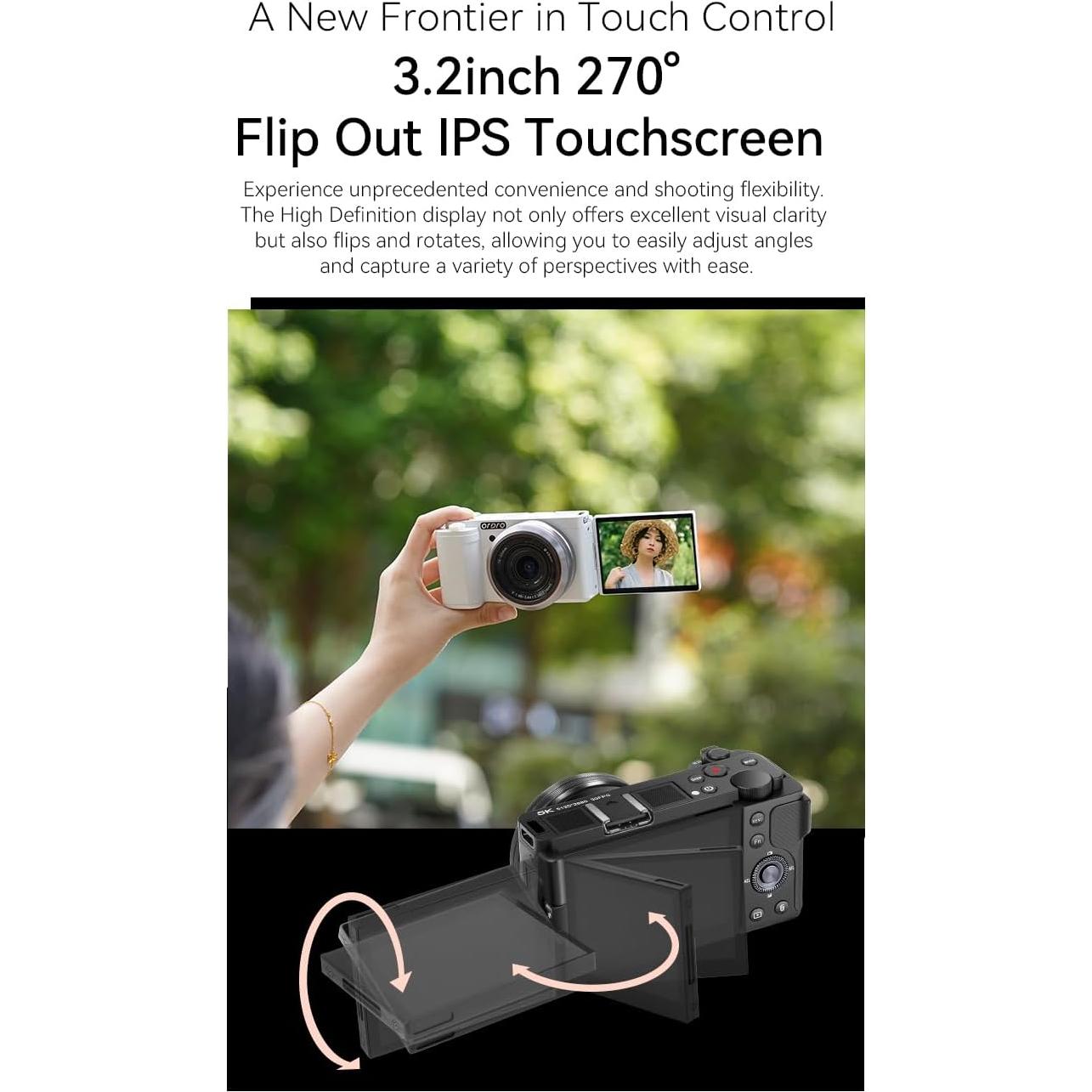 Cámara Digital ORDRO G930B 5K 64MP con Pantalla Táctil