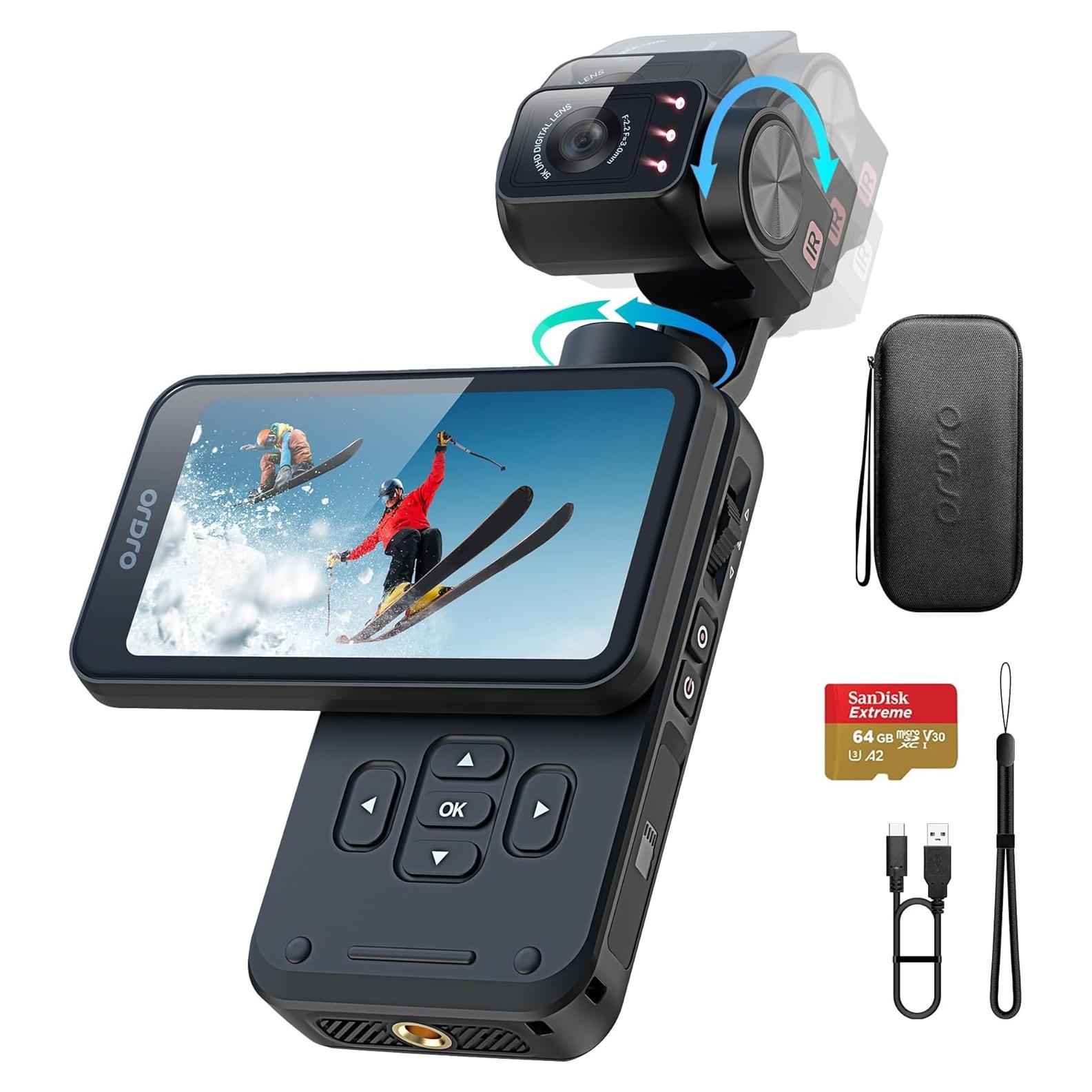 Cámara de Vlogging 5K Tussvie M5 con Estabilización y Pantalla 3.5"