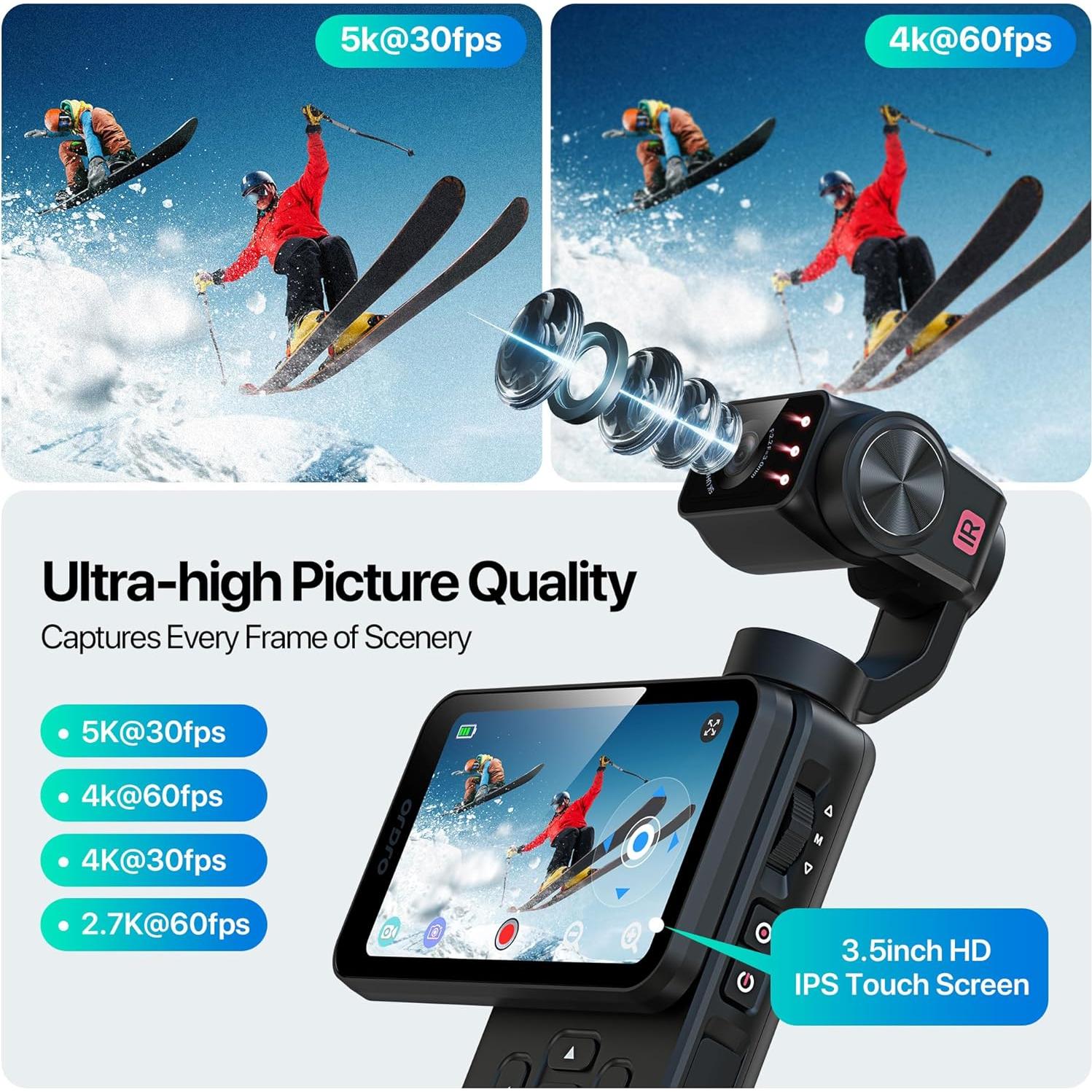 Cámara de Vlogging 5K Tussvie M5 con Estabilización y Pantalla 3.5"