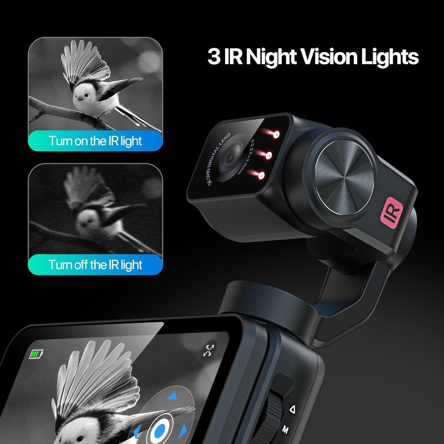 Cámara de Vlogging 5K Tussvie M5 con Estabilización y Pantalla 3.5"