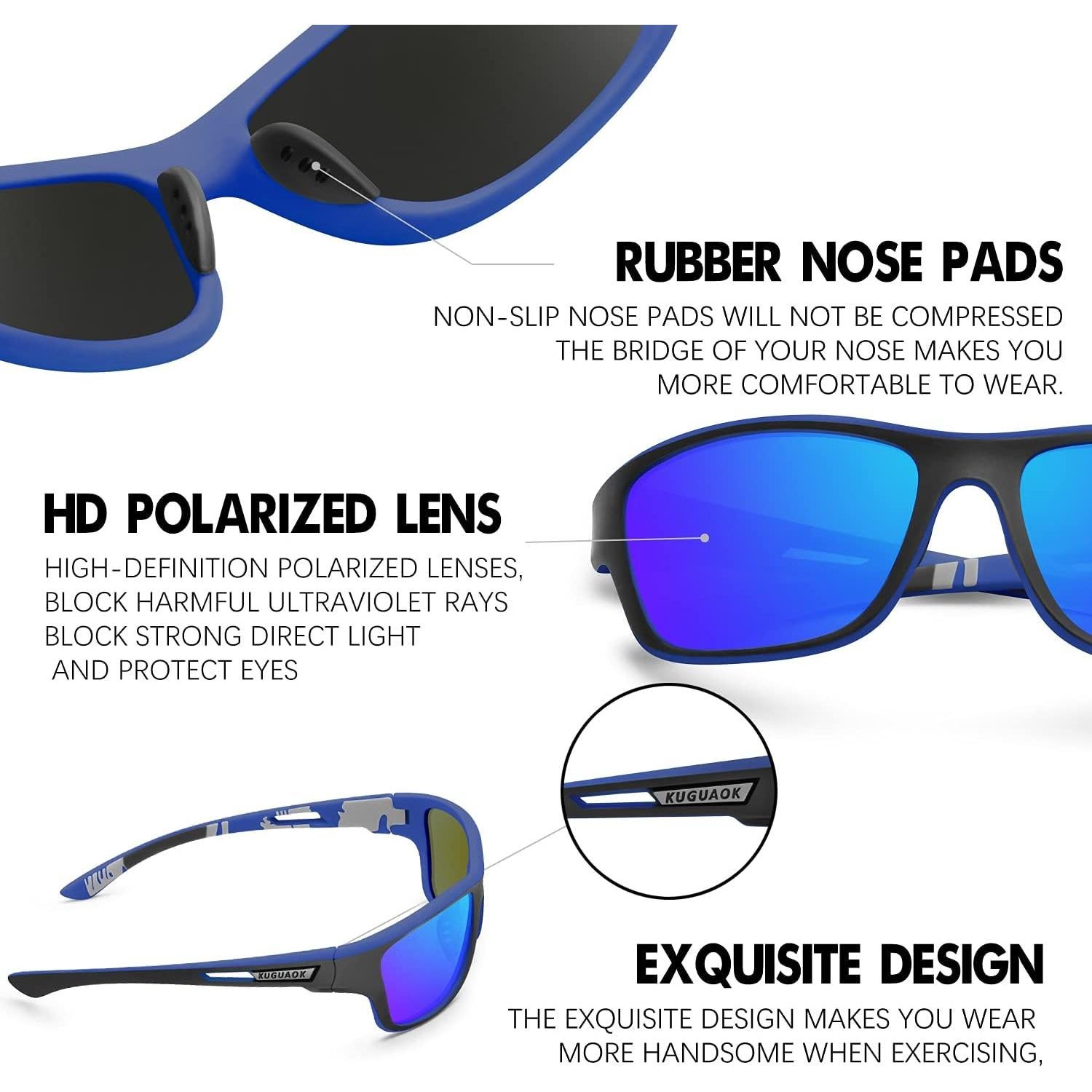 Gafas de Sol Polarizadas KUGUAOK para Hombres 100% UV