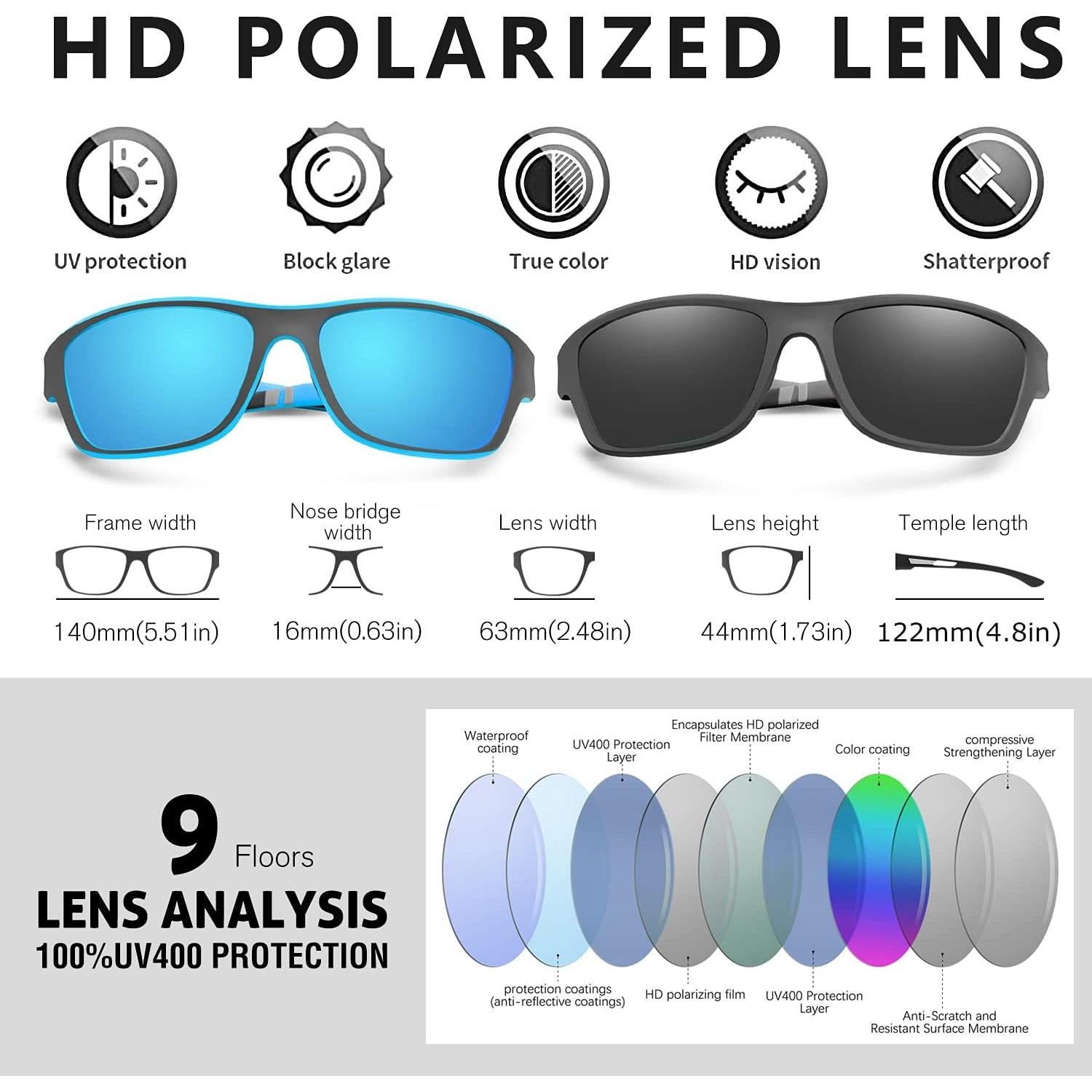 Gafas de sol KUGUAOK polarizadas para hombres 100% UV