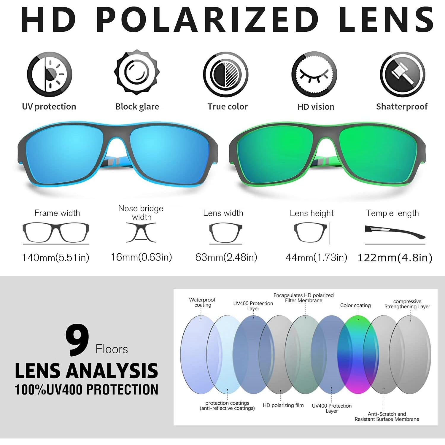 Gafas de Sol Deportivas KUGUAOK Polarizadas UV 100%