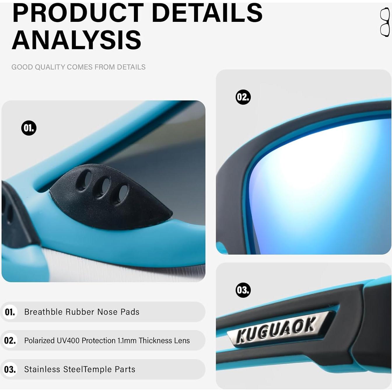 Gafas de Sol Polarizadas KUGUAOK para Hombres 100% UV