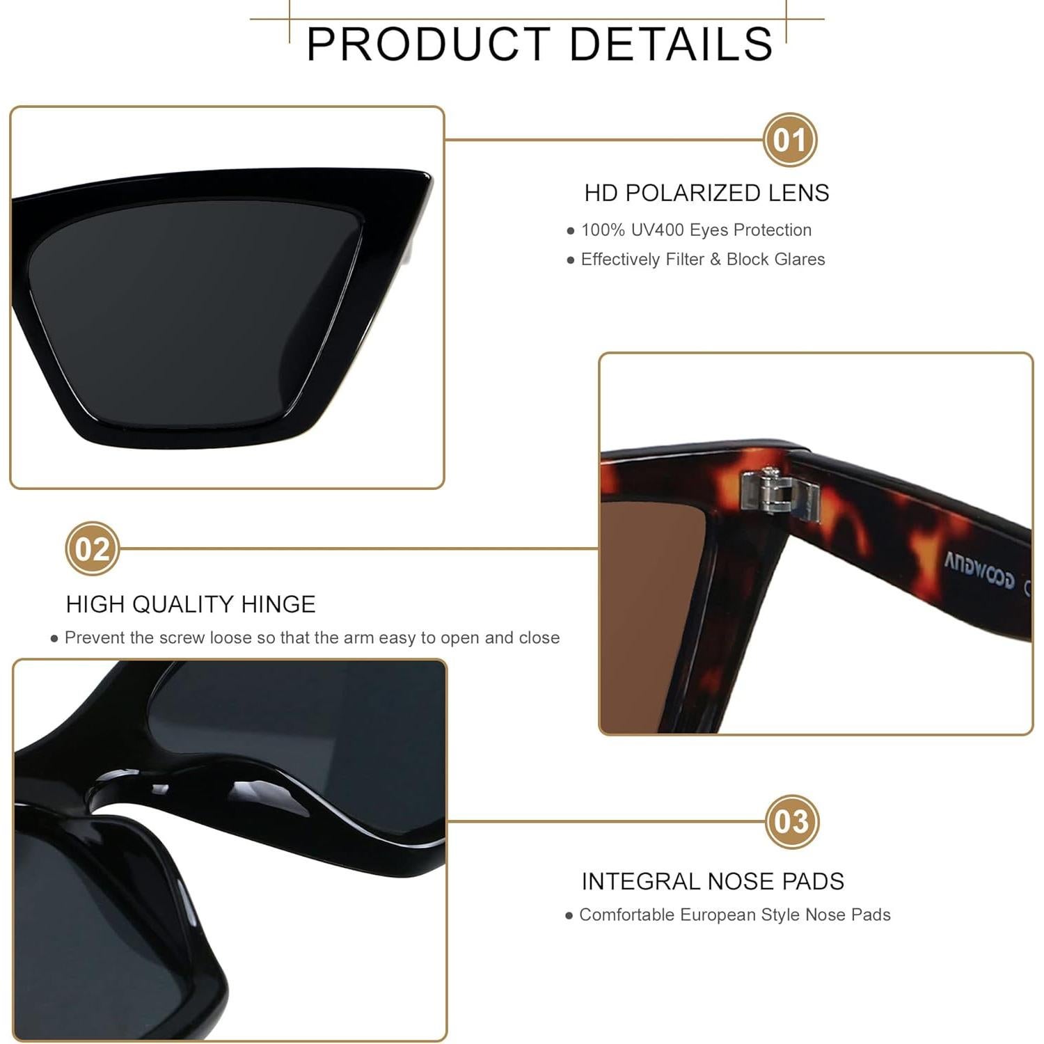 Gafas de sol Cat Eye ANDWOOD Polarizadas para Mujeres