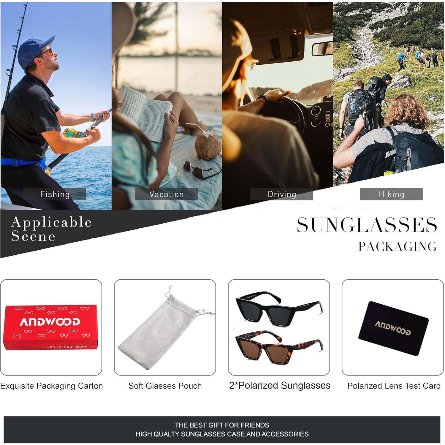 Gafas de sol Cat Eye ANDWOOD Polarizadas para Mujeres