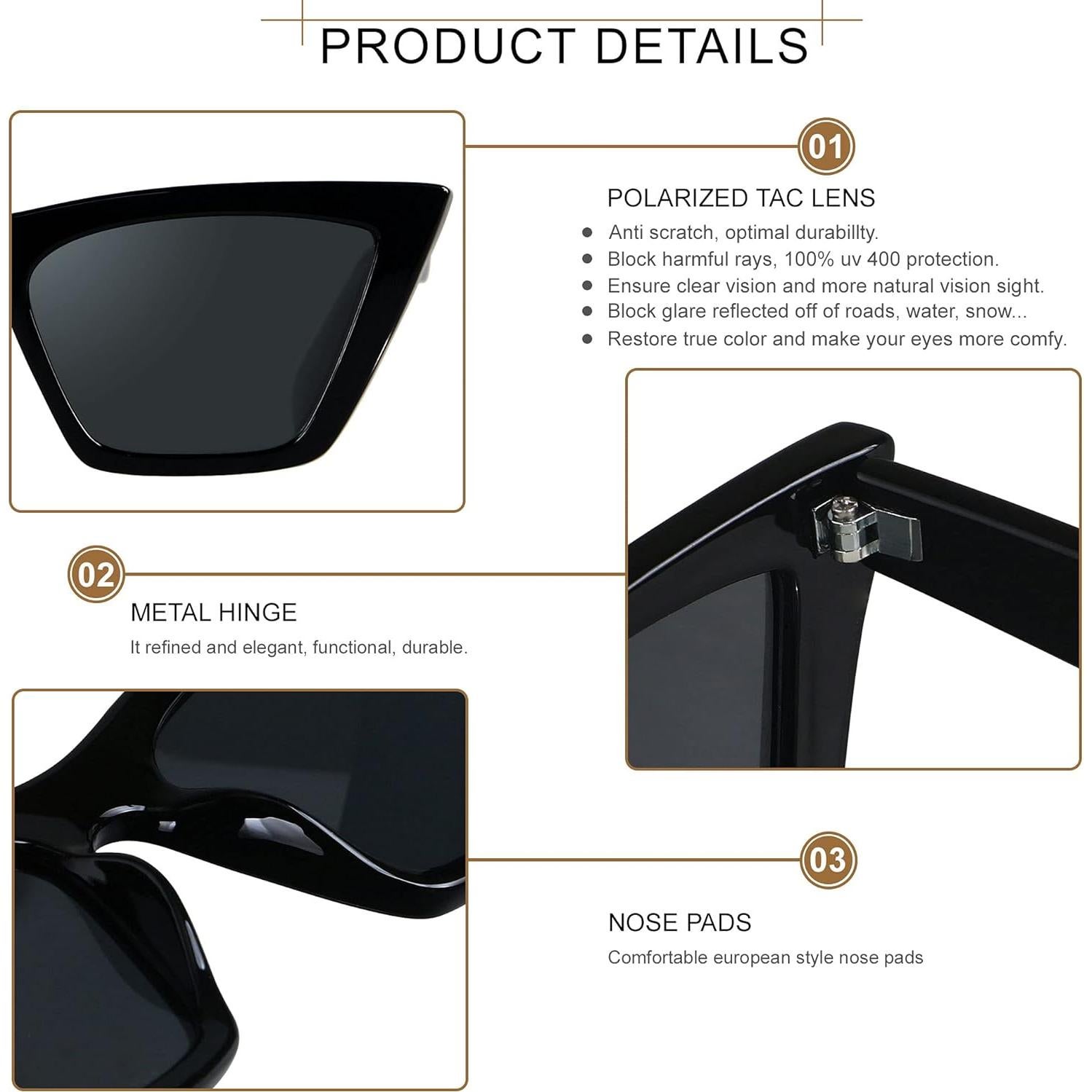 Gafas de sol Cat Eye ANDWOOD polarizadas para mujeres