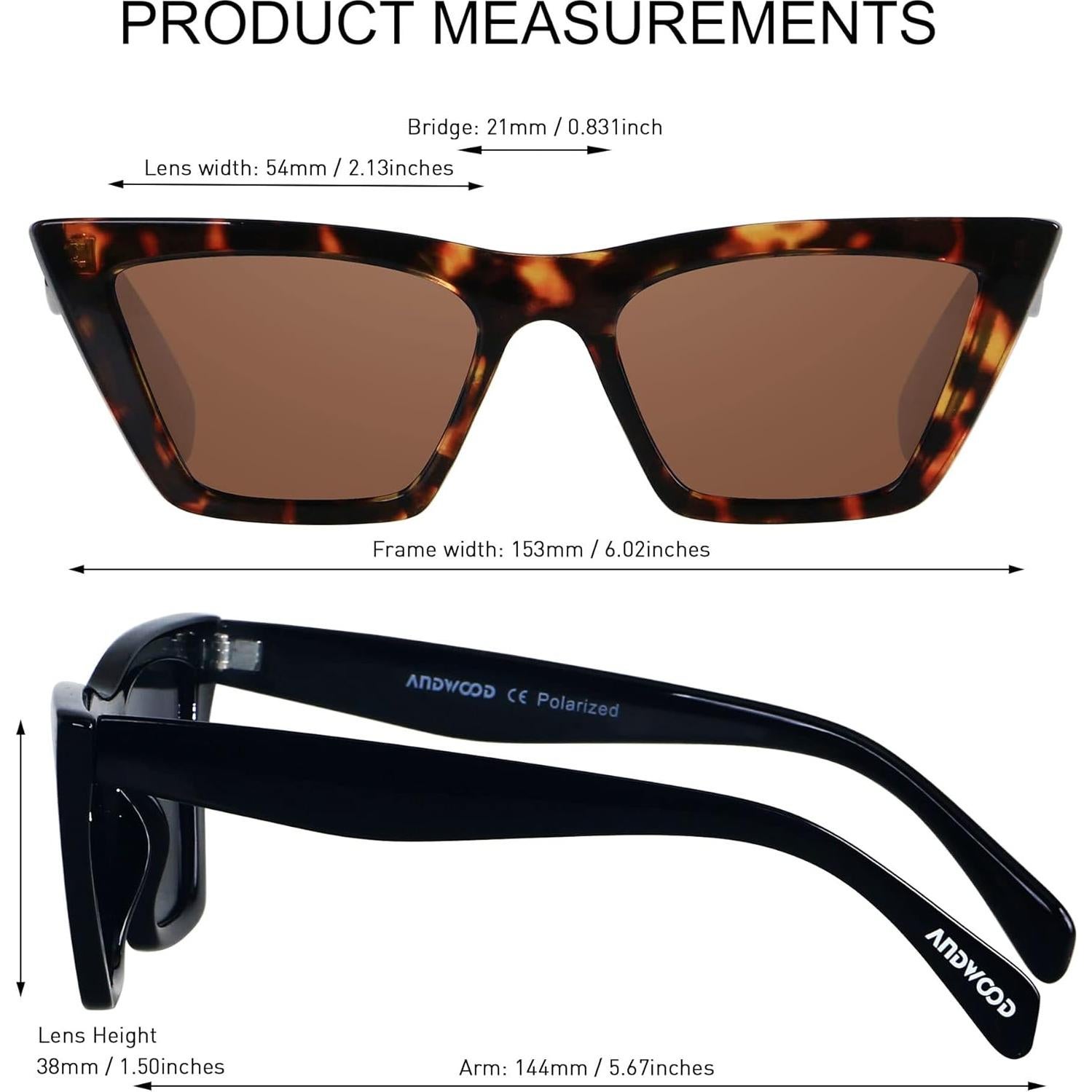 Gafas de sol Cat Eye ANDWOOD polarizadas para mujeres