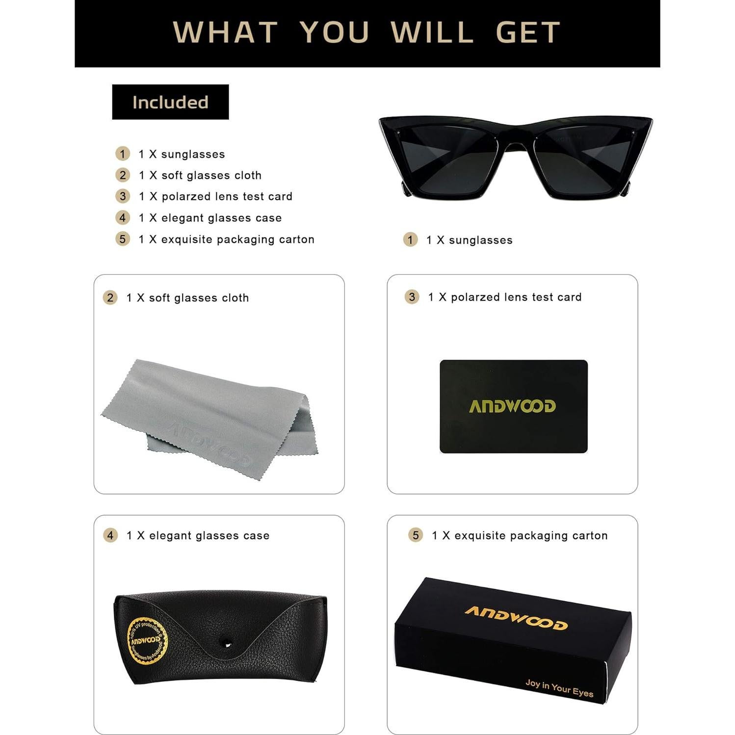 Gafas de sol Cat Eye ANDWOOD Polarizadas para Mujeres