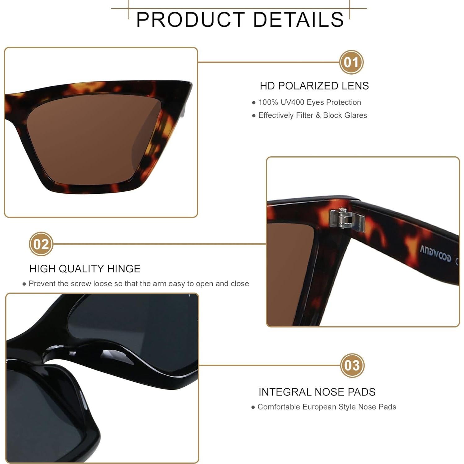 Gafas de sol Cat Eye ANDWOOD Polarizadas para Mujeres