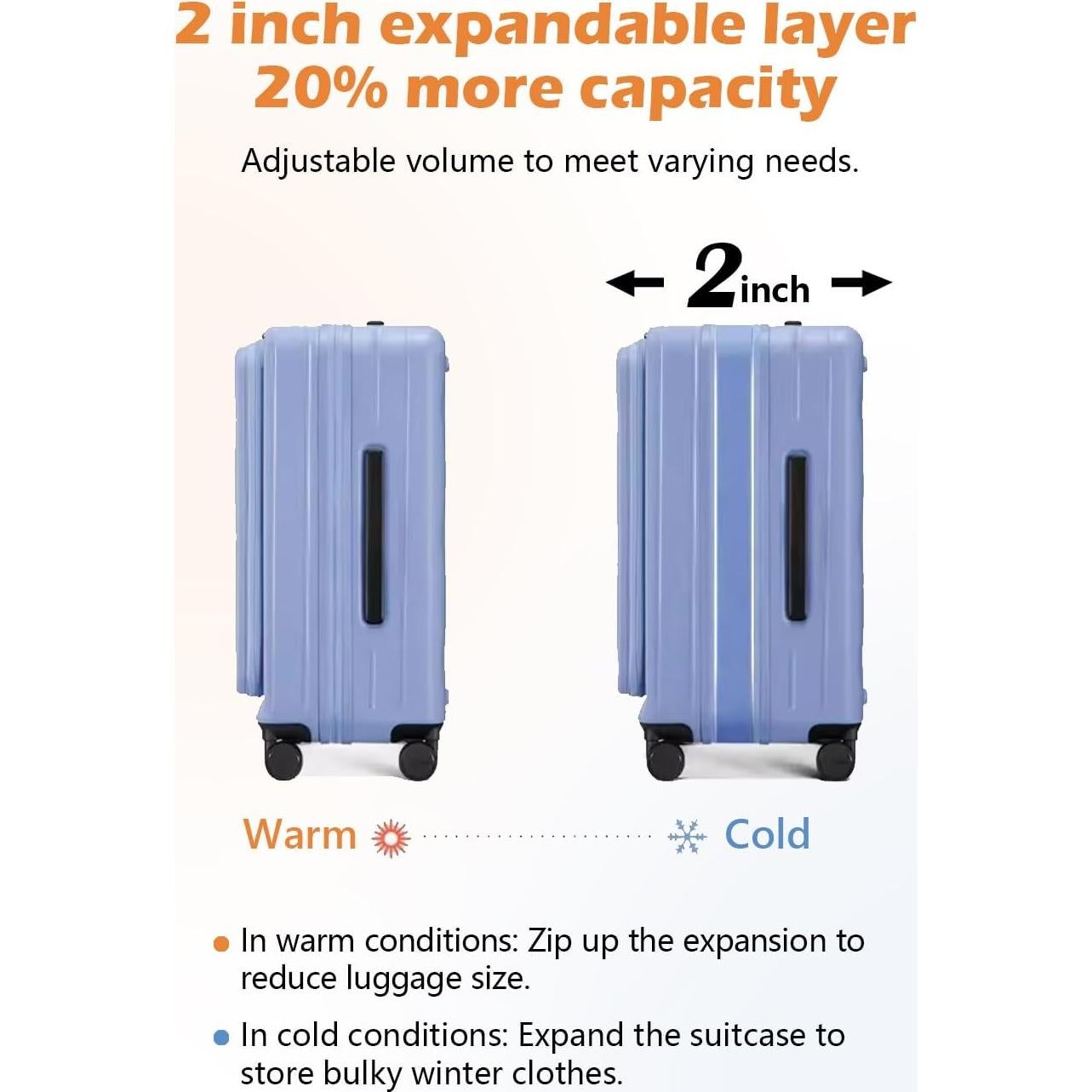 Maleta Expandible HotWay 20" Blanca Aprobada por TSA